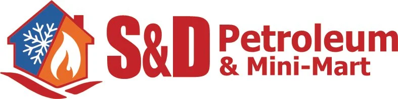 Logo of S&D Petroleum & Mini-Mart with a house, snowflake, and flame icon.