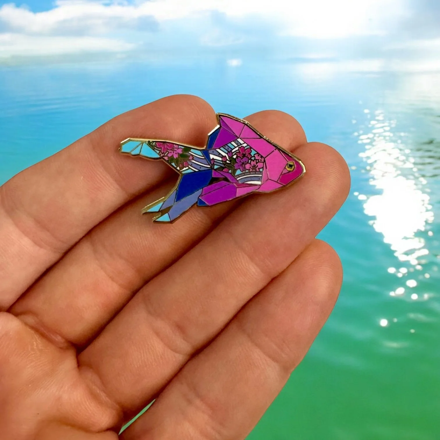 Goldfish hard enamel pin