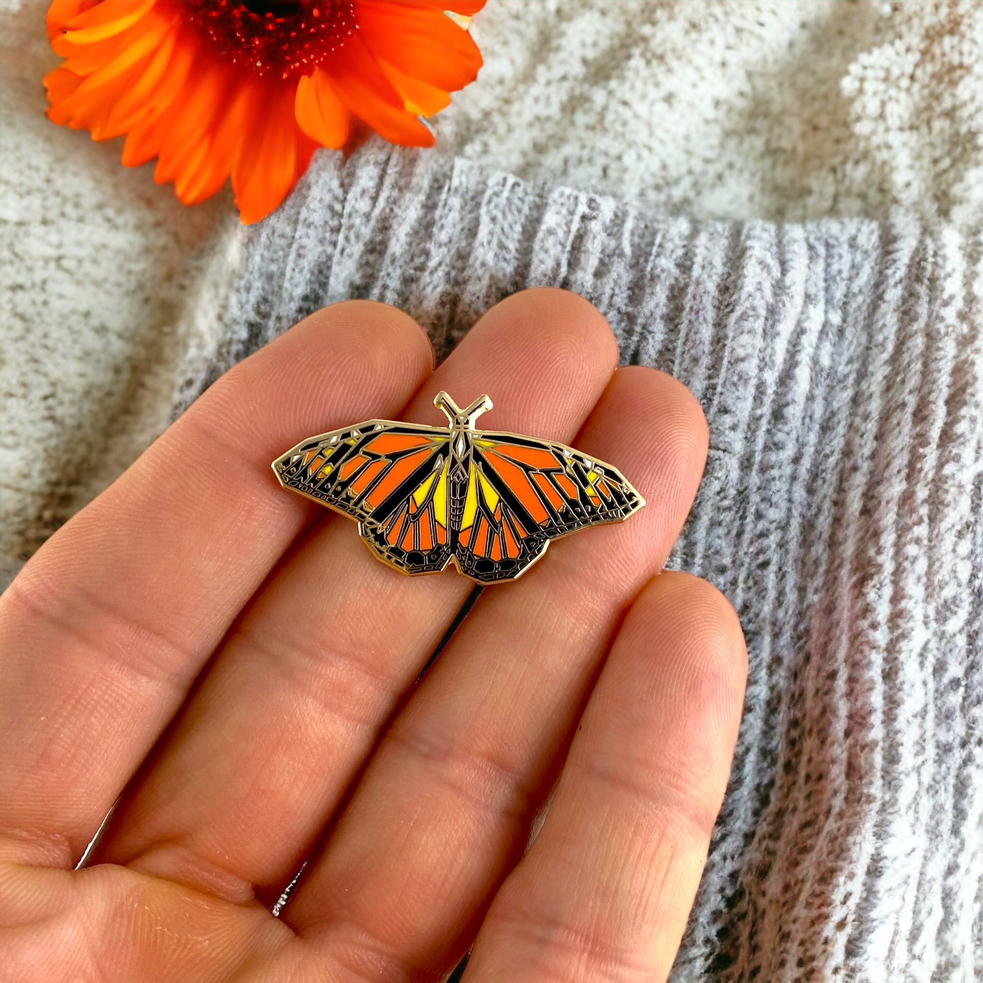 Monarch butterfly enamel pin