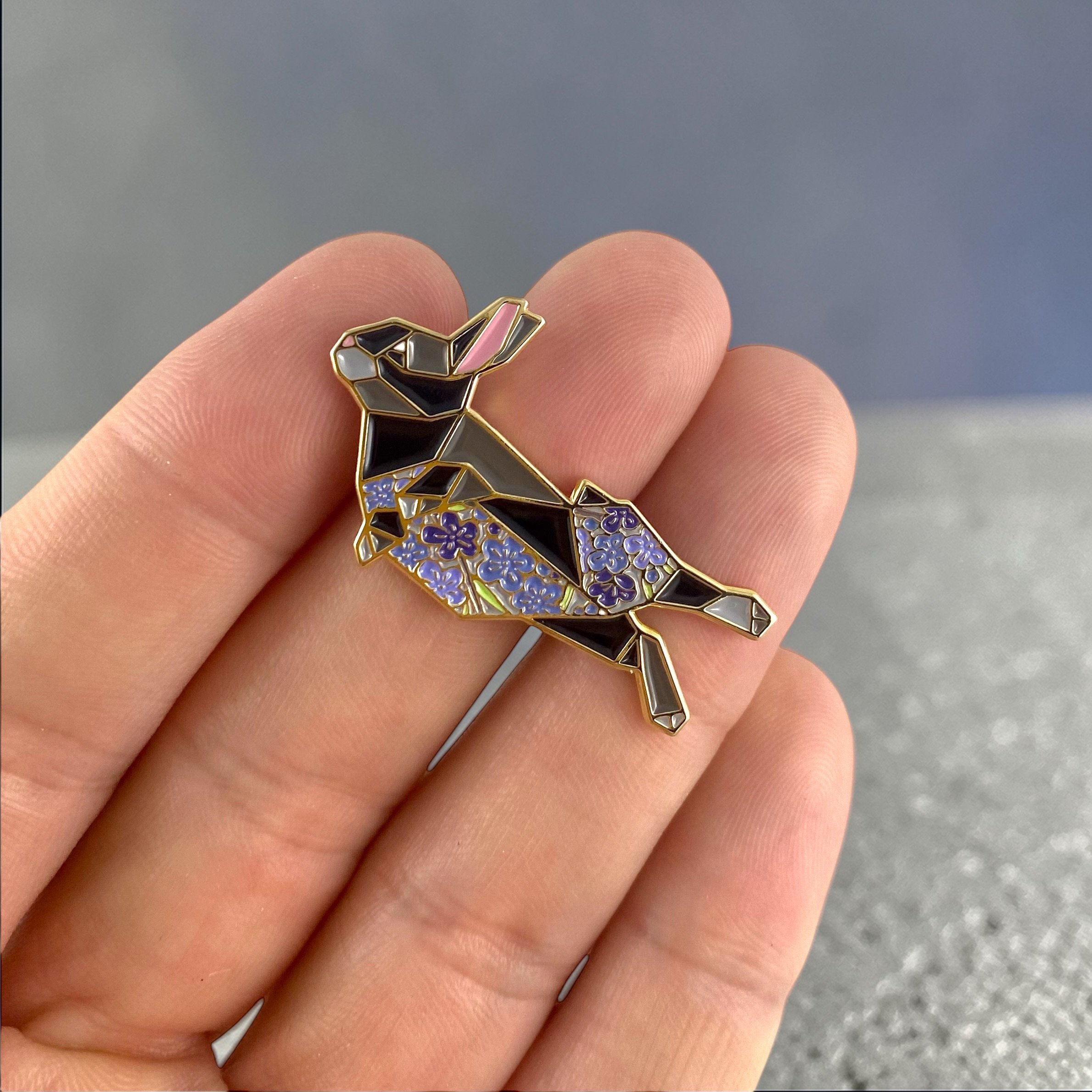 White rabbit enamel pin bunny gift