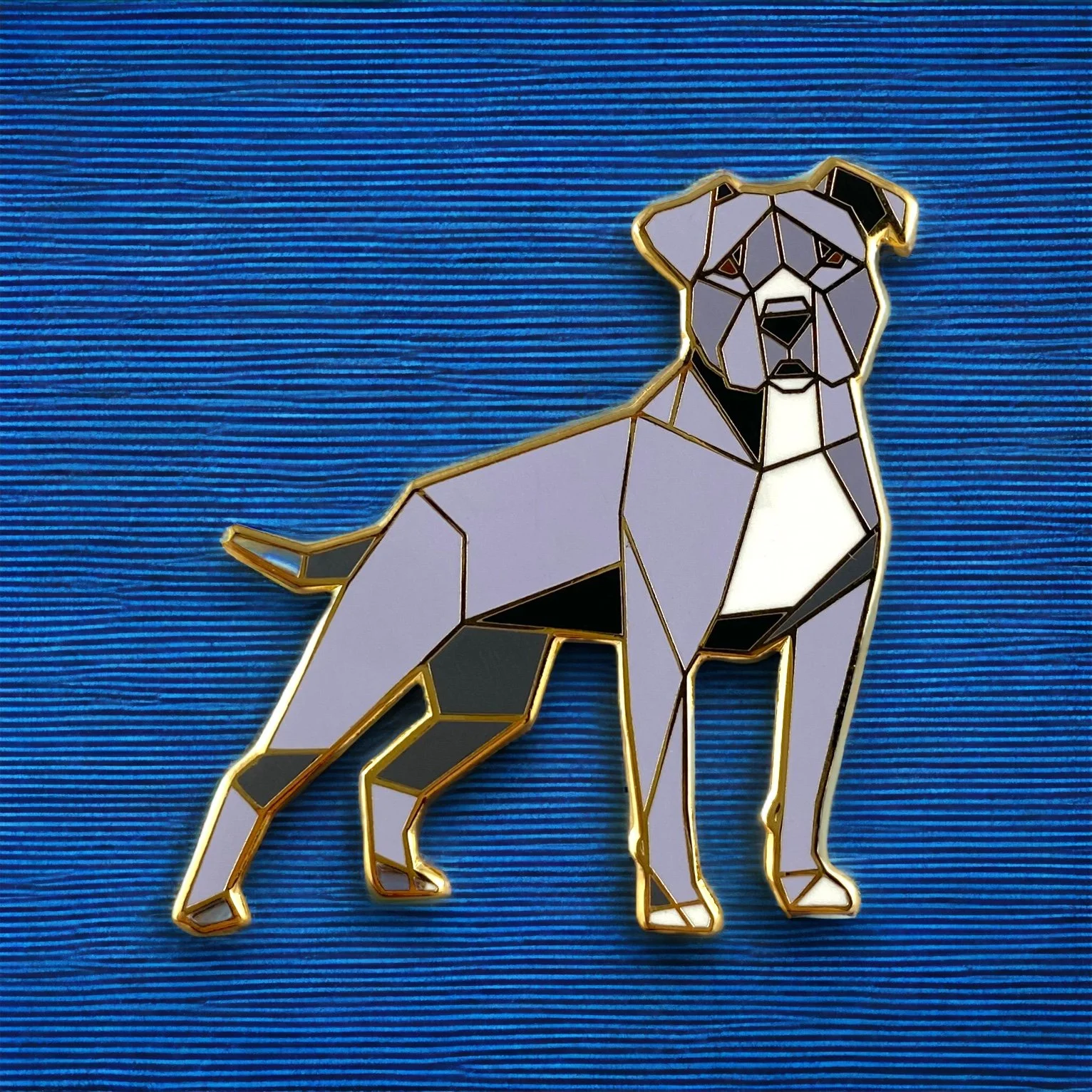 Blue Pit Bull Origami Hard Enamel Pin