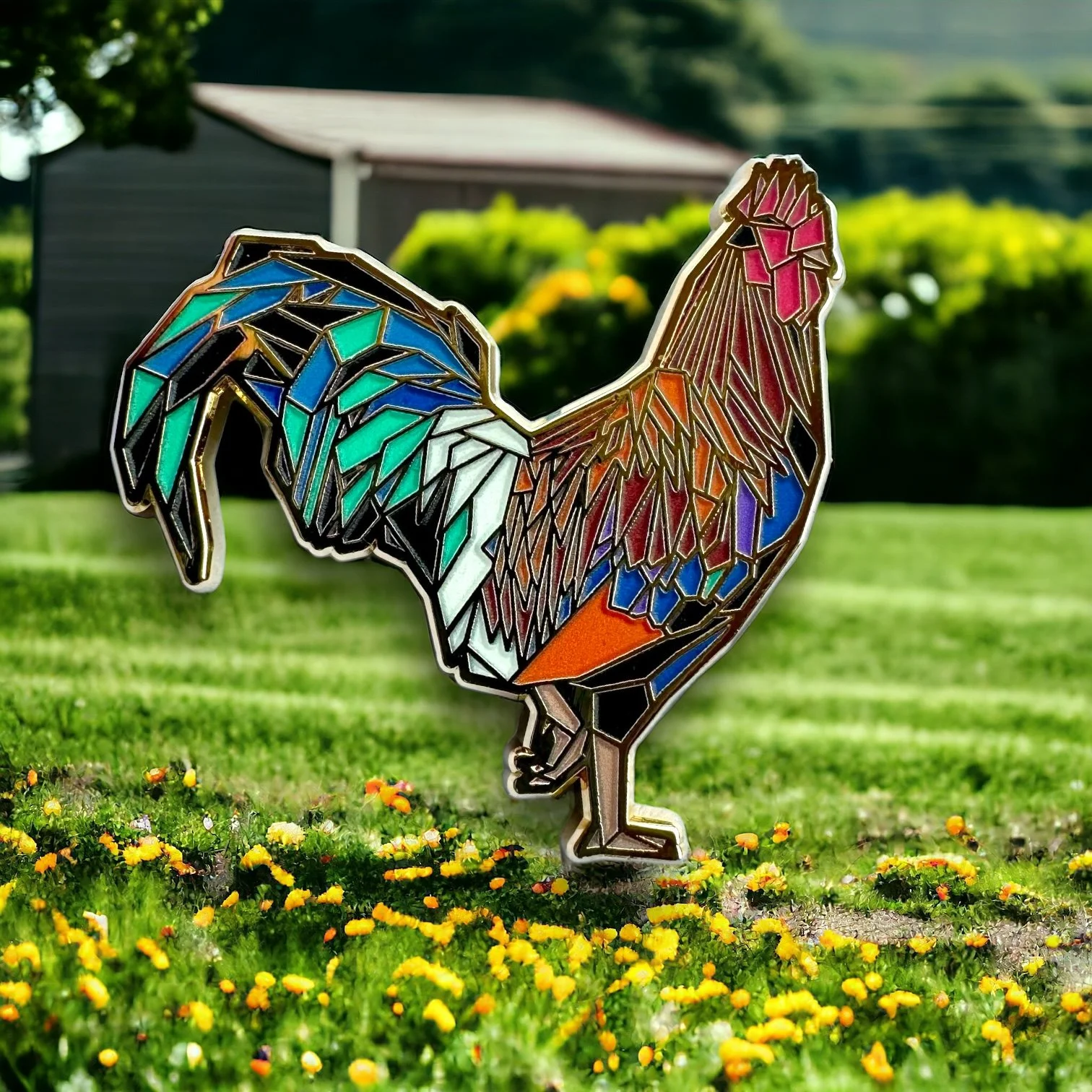 Rooster hard enamel pin chicken lover gift