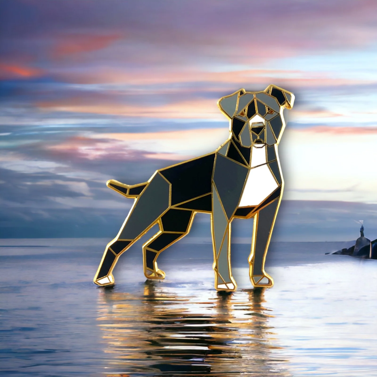 Black American Pit bull Terrier Enamel Pin