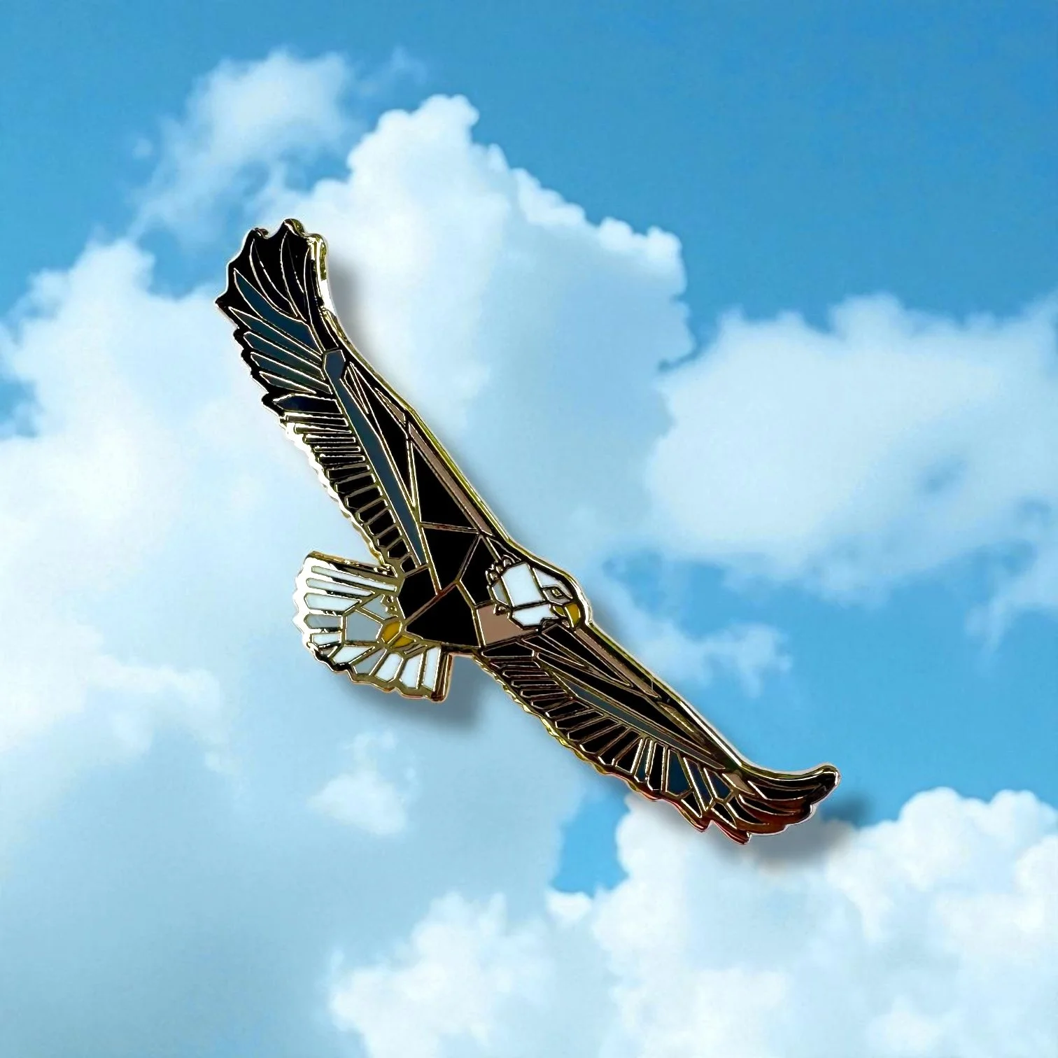 Bald Eagle Origami Hard Enamel Pin