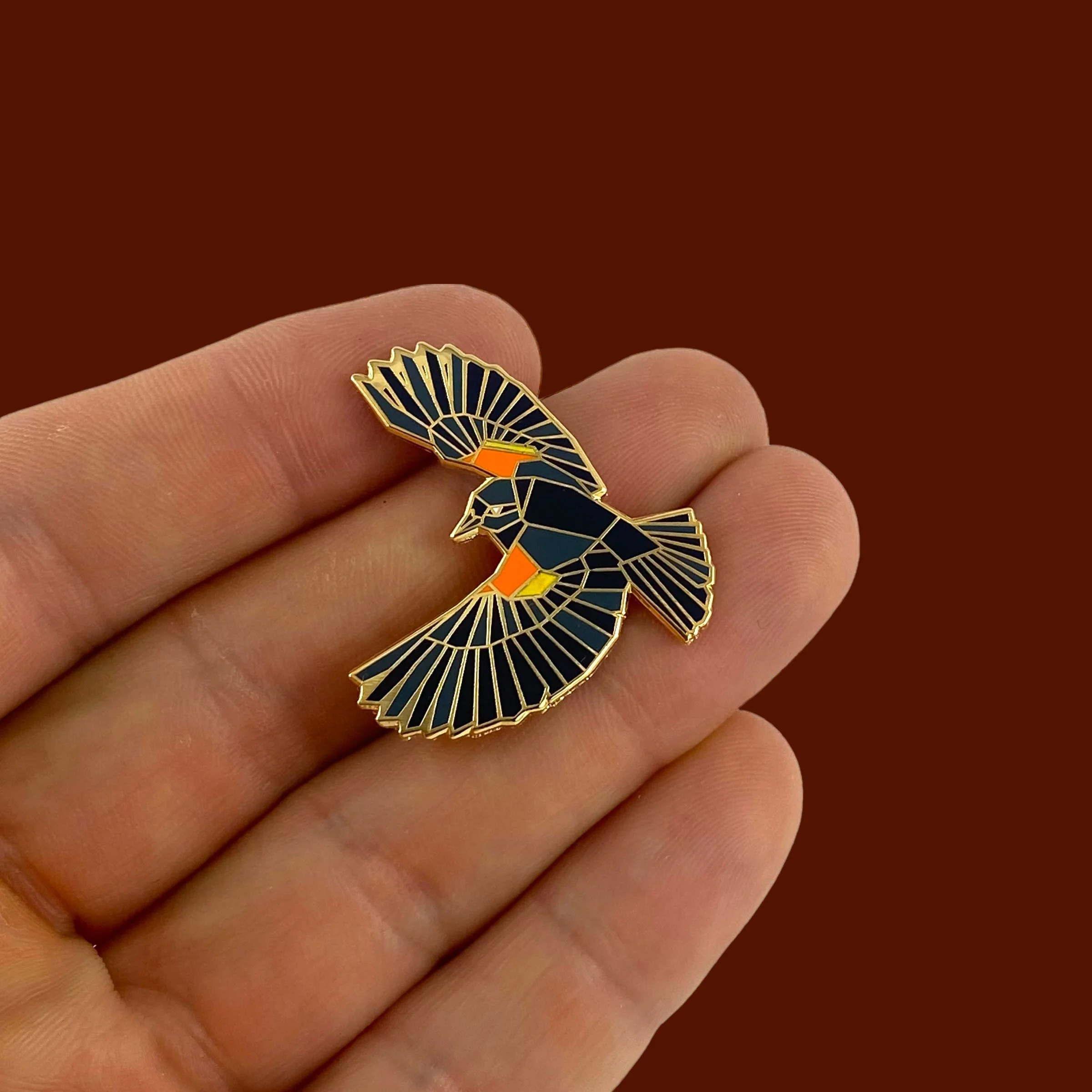 Red-winged blackbird enamel pin