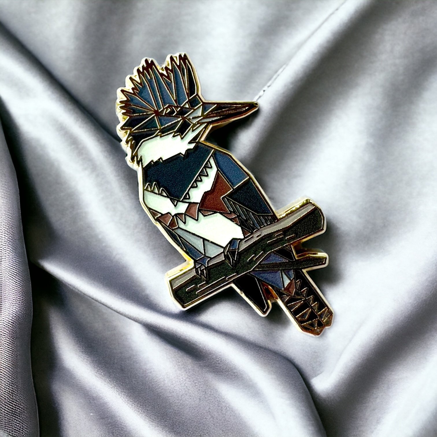 belted kingfisher bird enamel pin birding gift