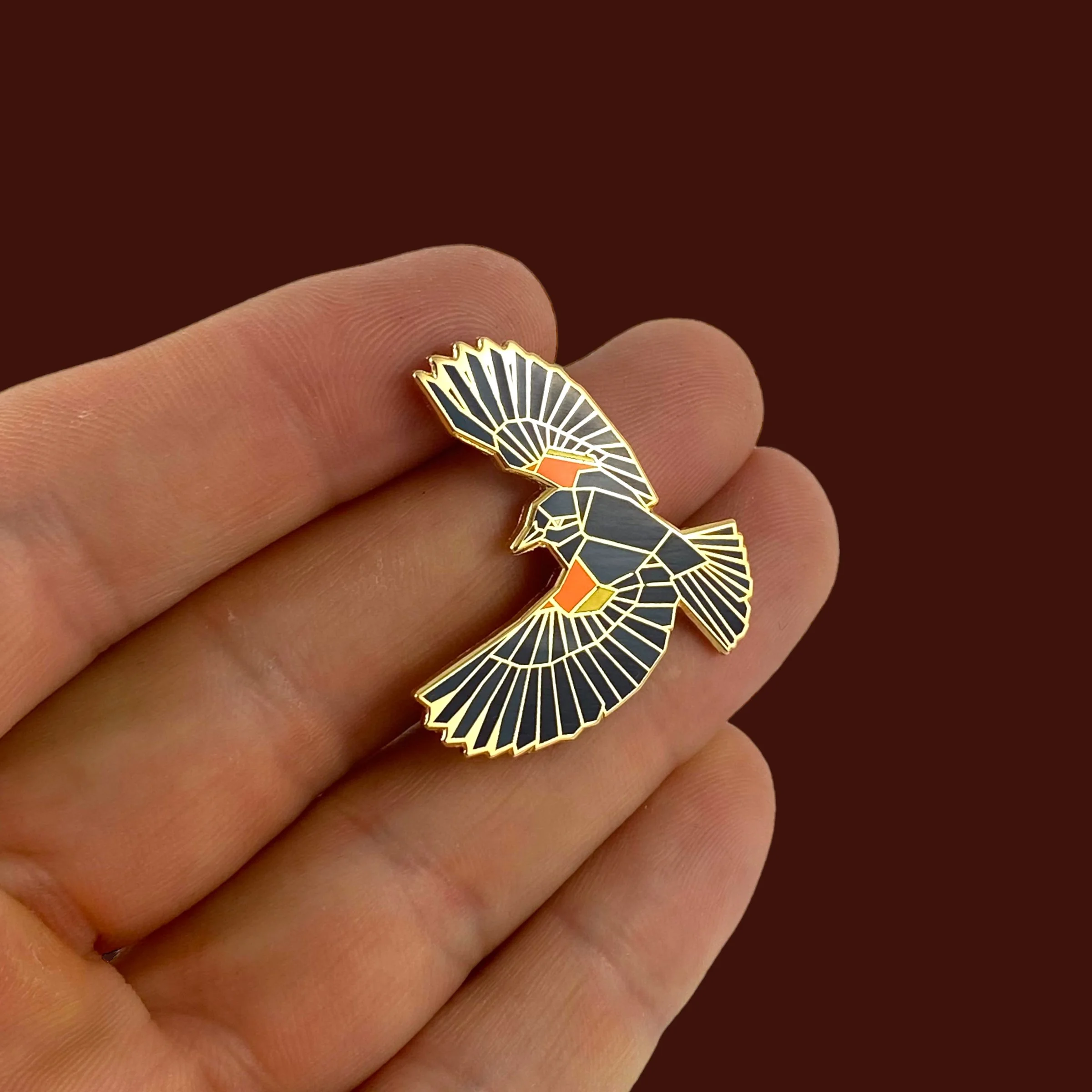 Red-winged blackbird enamel pin
