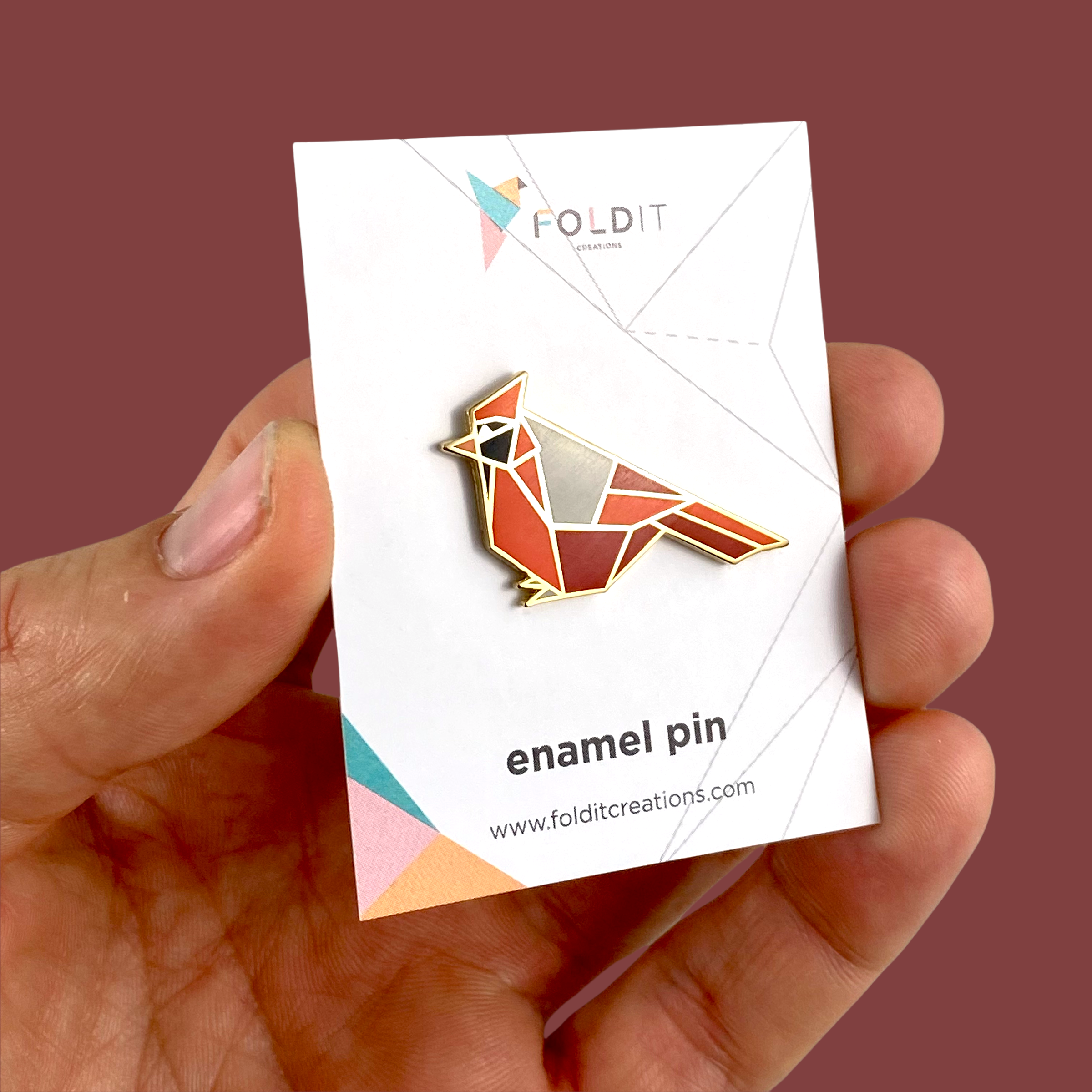 northern cardinal bird enamel pin