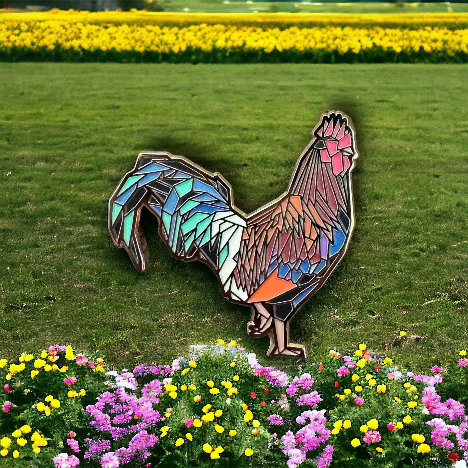 Rooster hard enamel pin chicken lover gift
