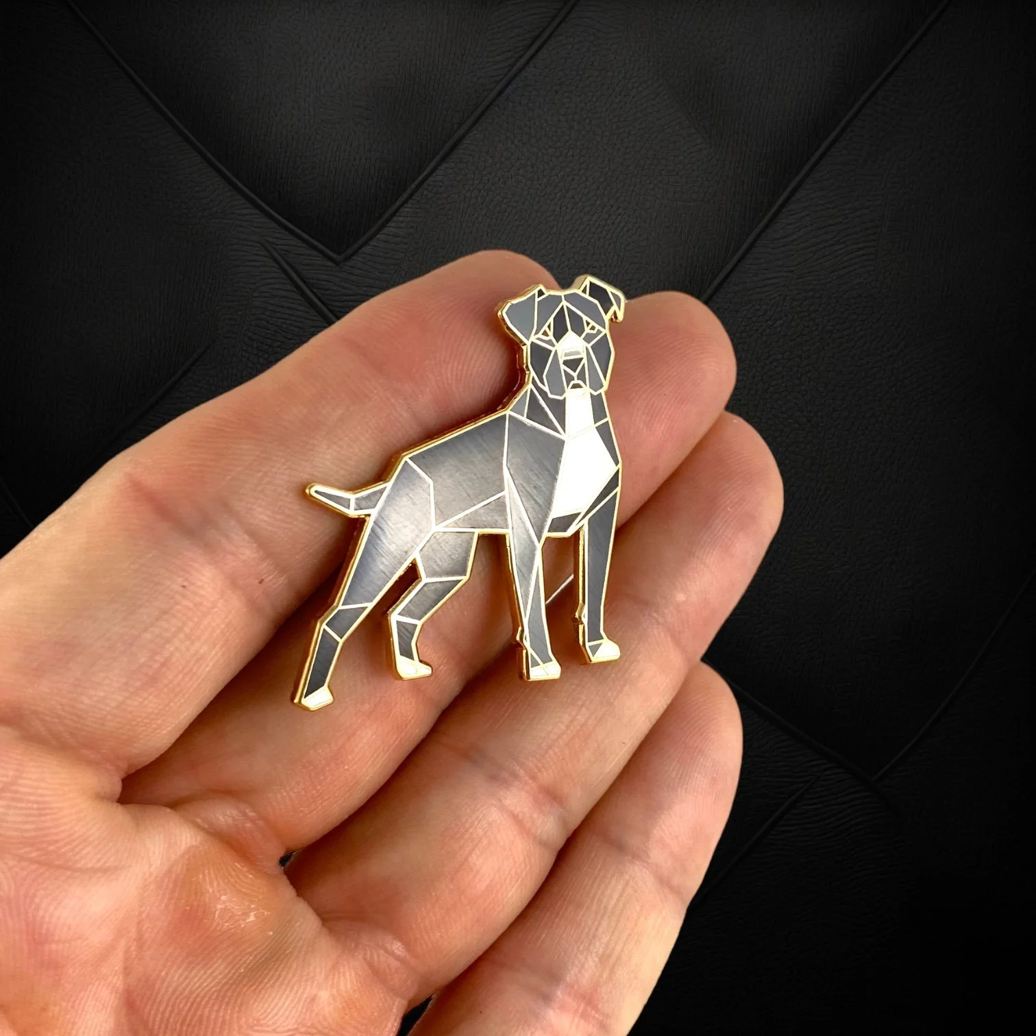 Black American Pit bull Terrier Enamel Pin