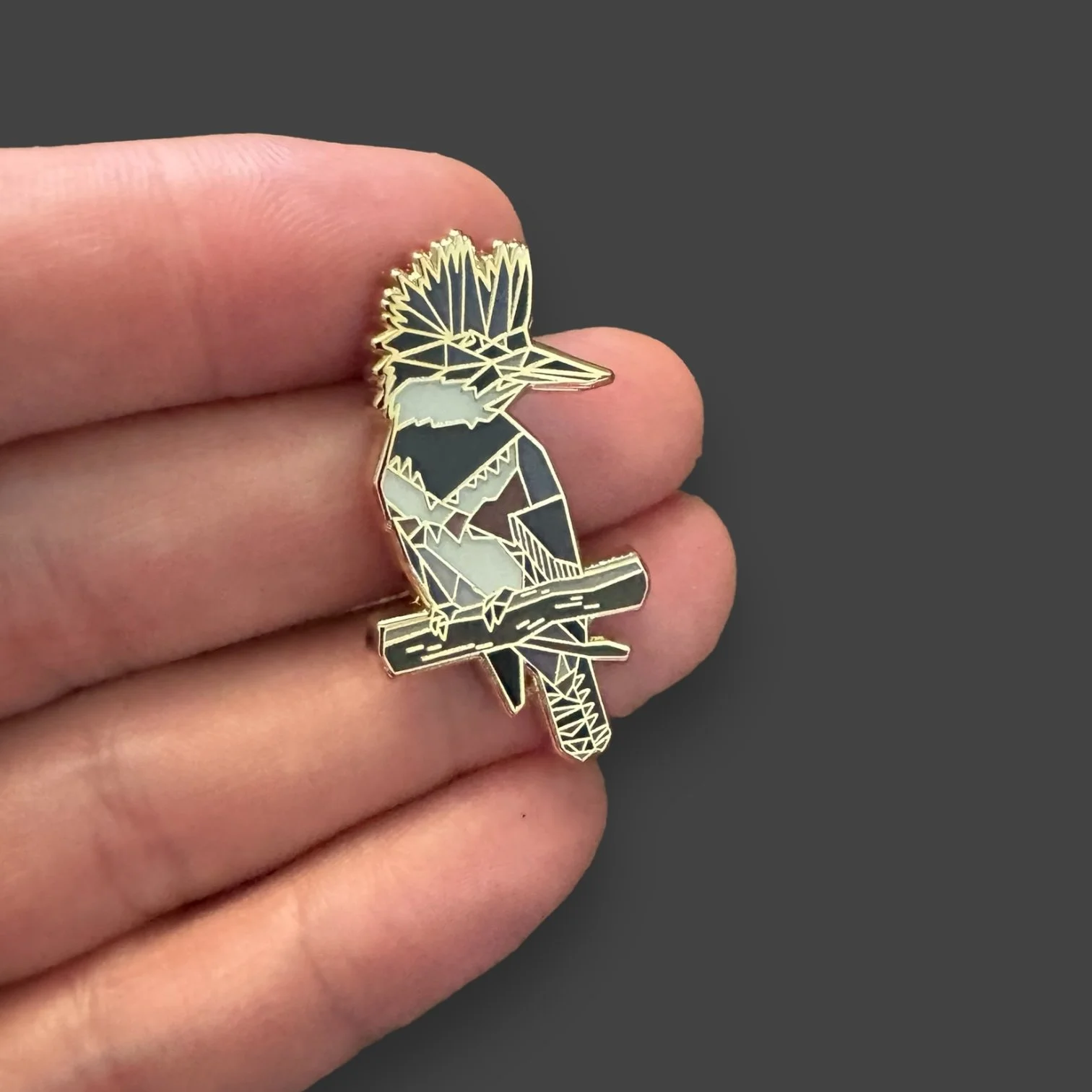 belted kingfisher bird enamel pin birding gift