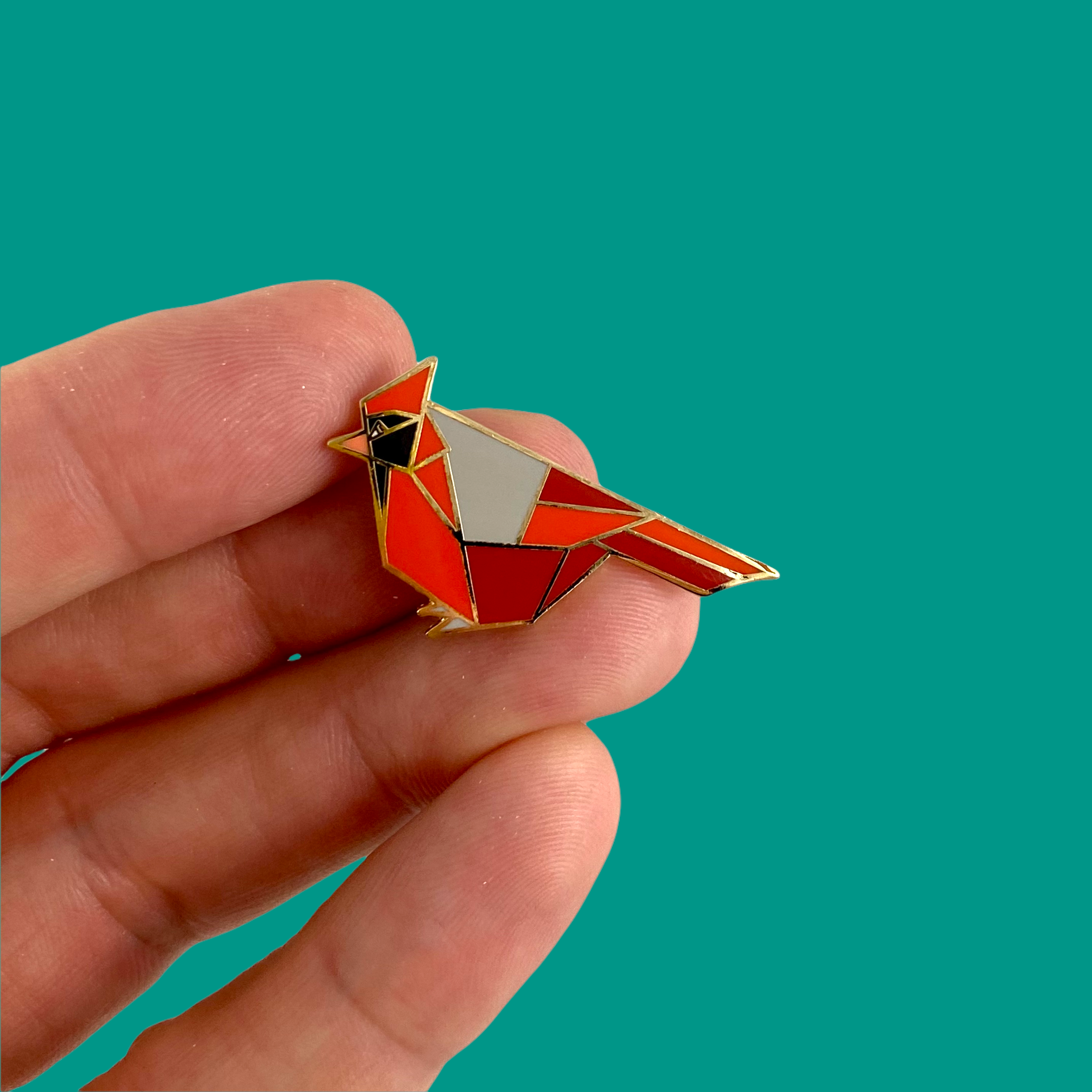 northern cardinal bird enamel pin