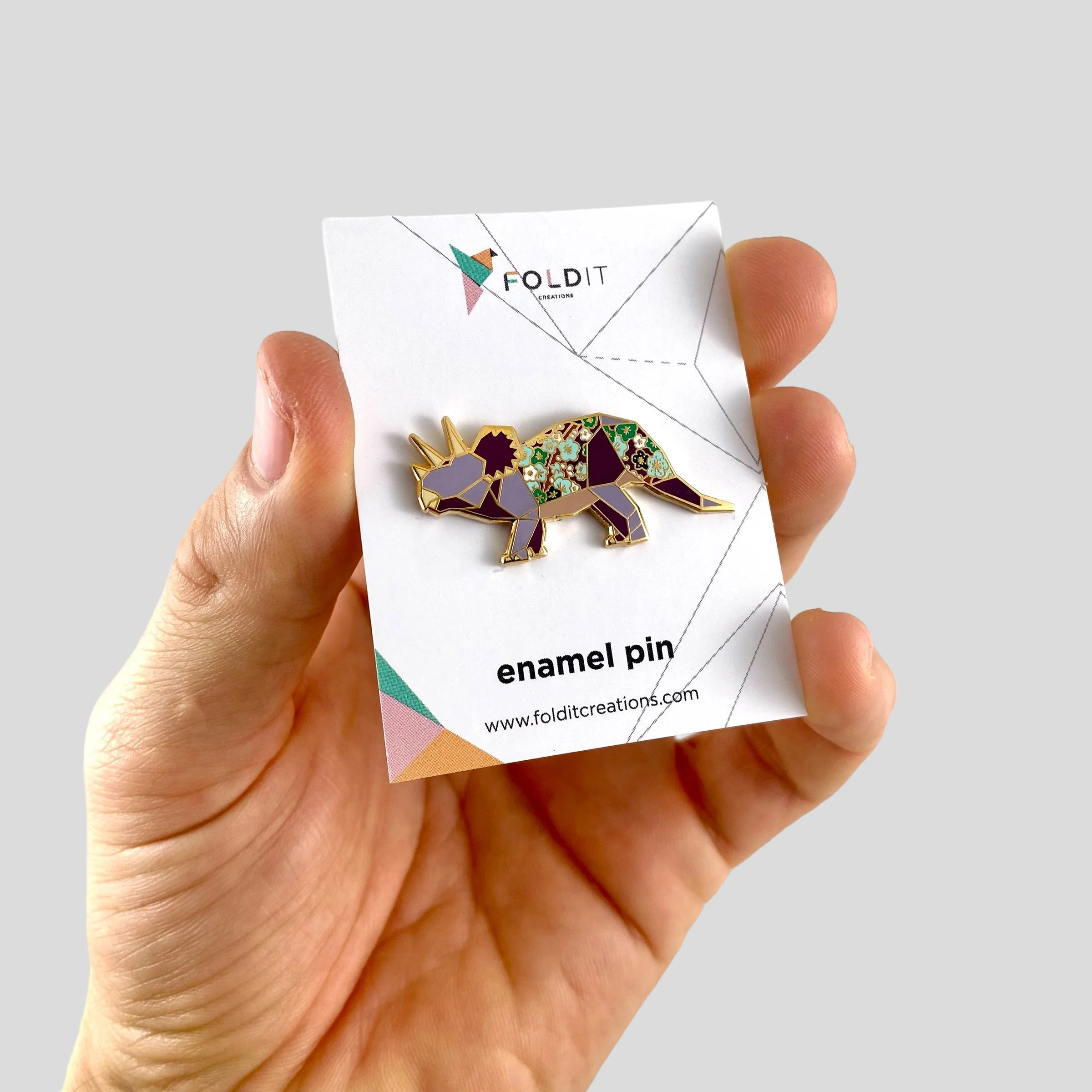 triceratops enamel pin dinosaur gifts
