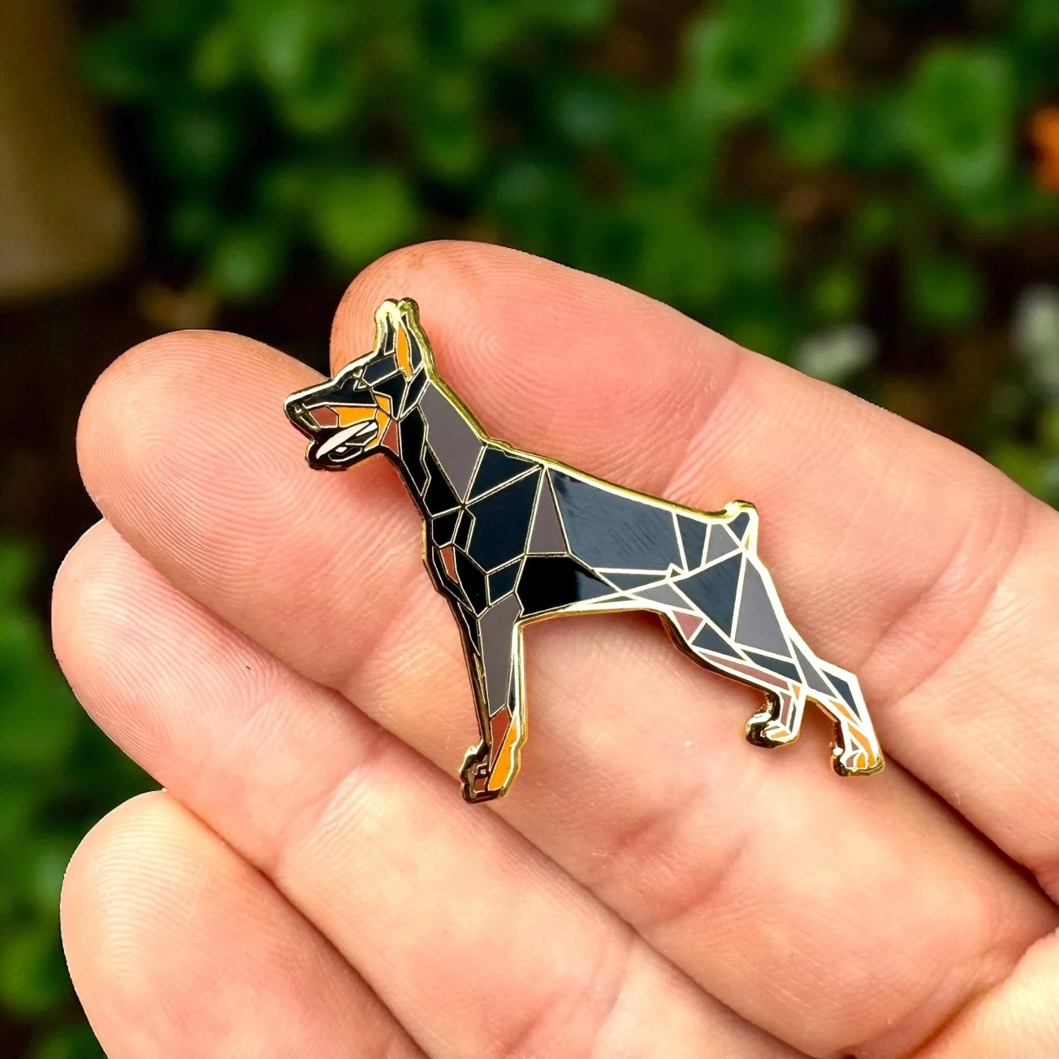 Black Doberman Pinscher Dog Enamel Pin