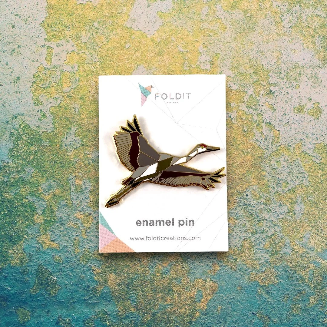 Sandhill crane enamel pin