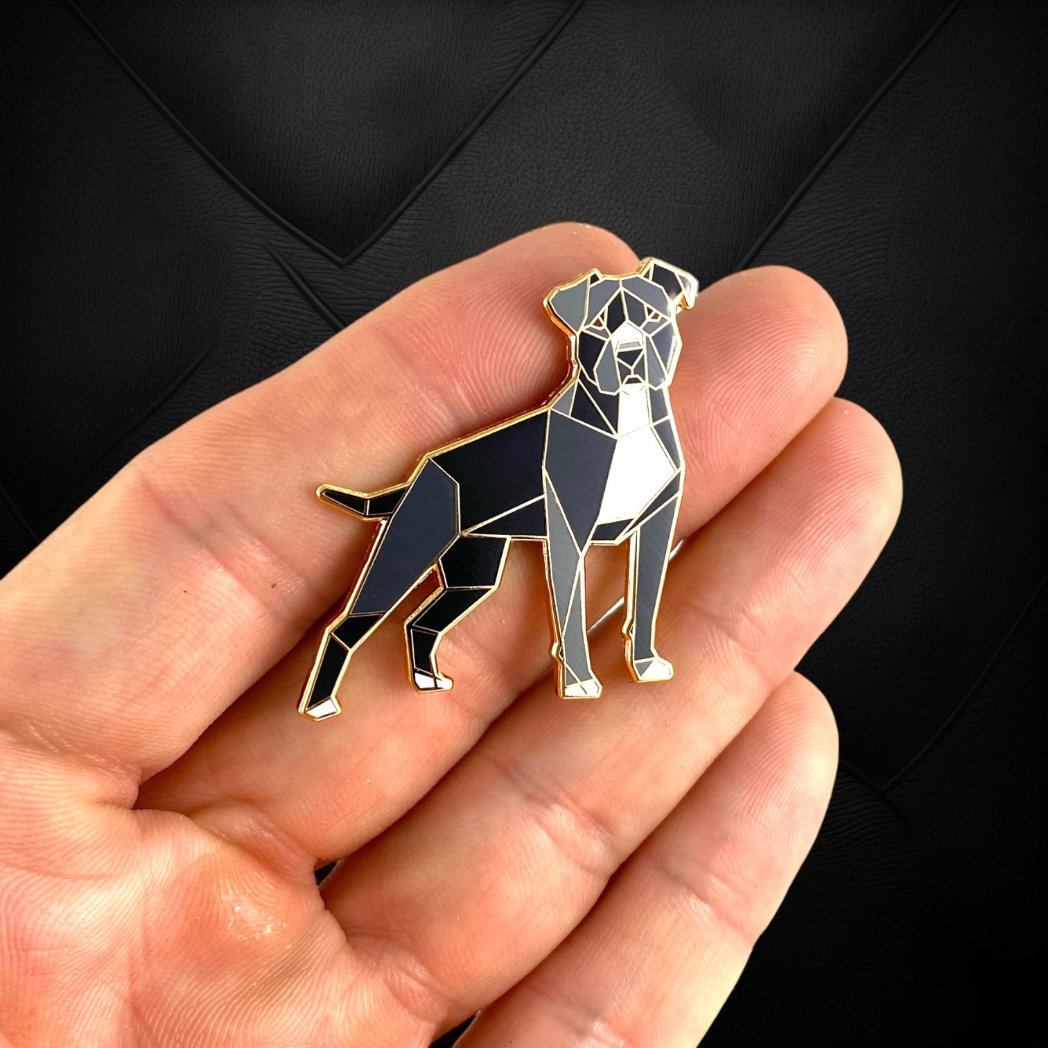 Black American Pit bull Terrier Enamel Pin