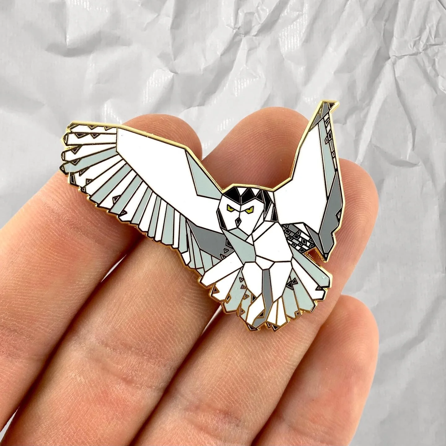snowy owl enamel pin birding gift