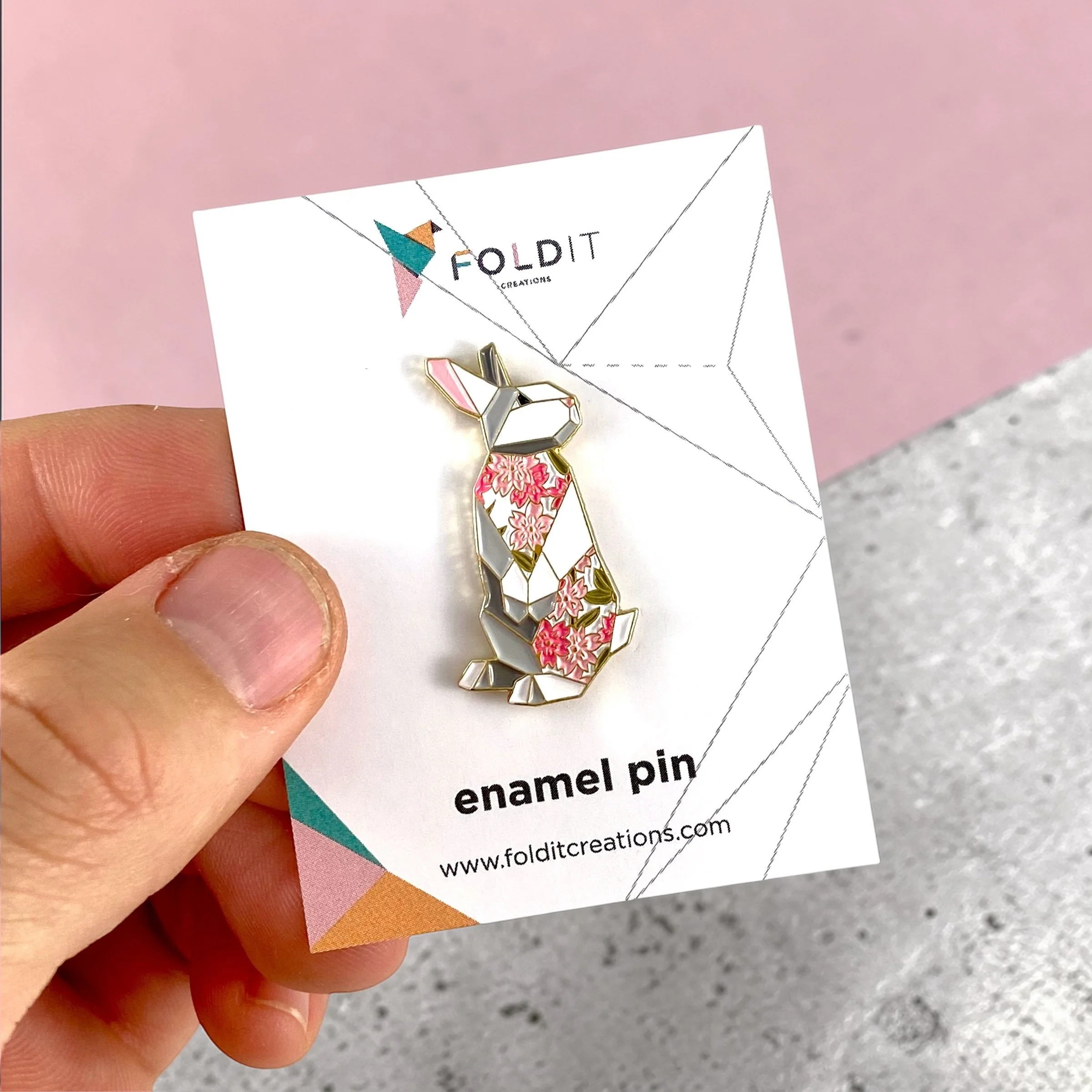 White rabbit enamel pin bunny gift
