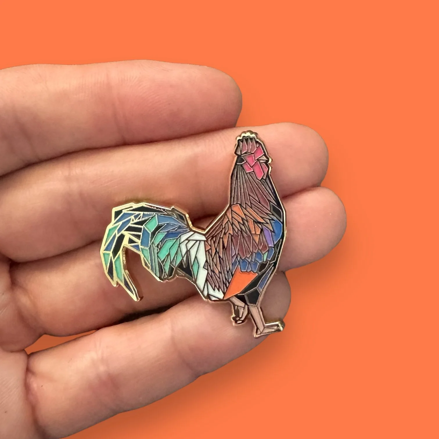 Rooster hard enamel pin chicken lover gift
