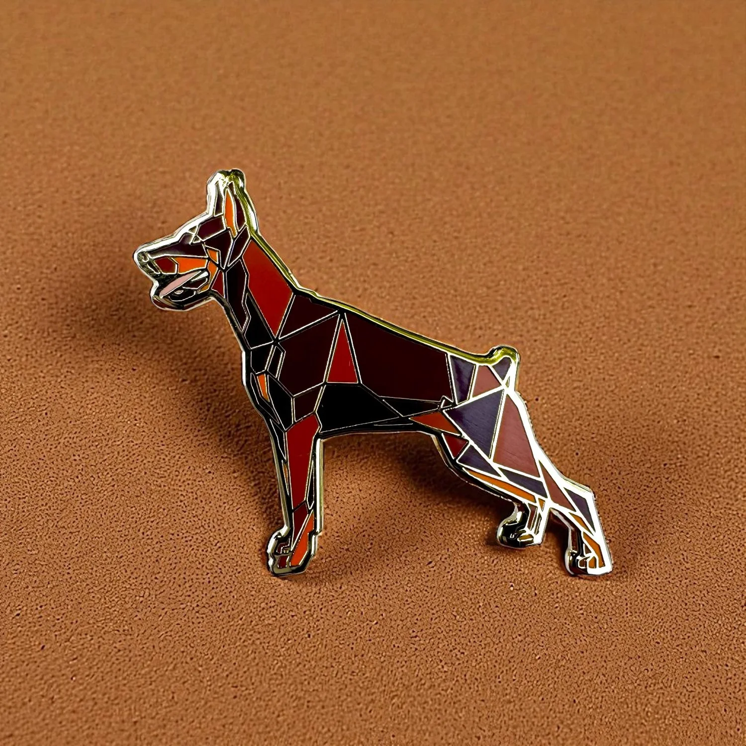 Red & Tan Doberman Pinscher Hard Enamel Pin — FoldIT Creations