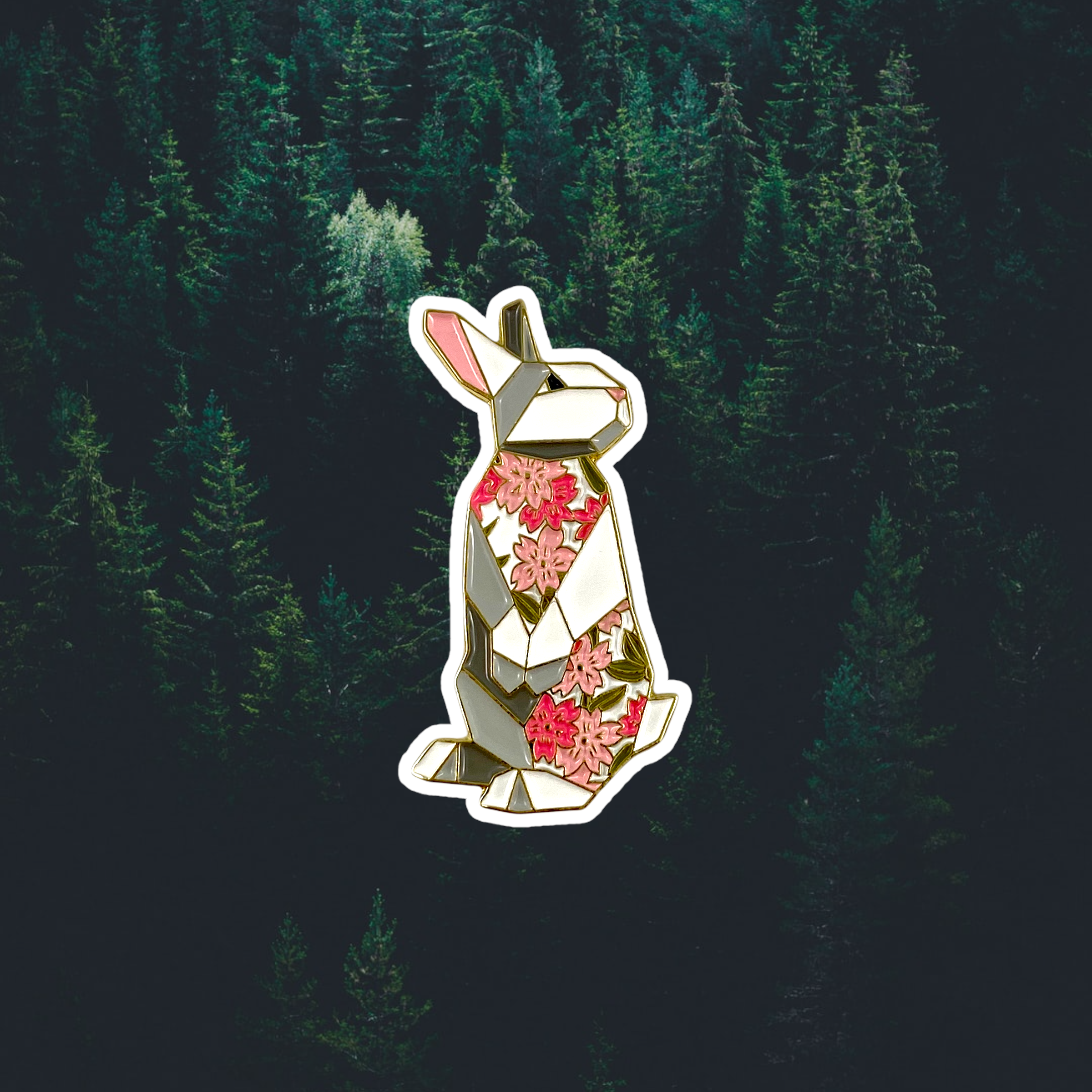 White rabbit enamel pin bunny gift