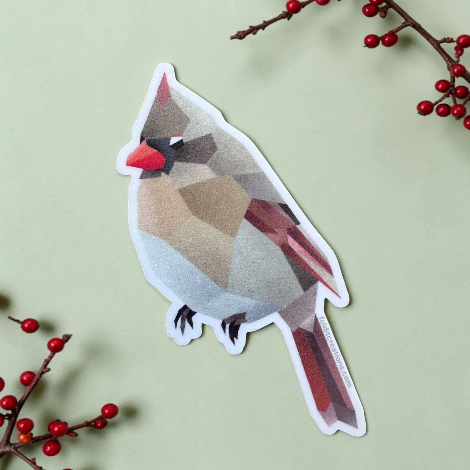 Female Northern Cardinal Vinyl Sticker