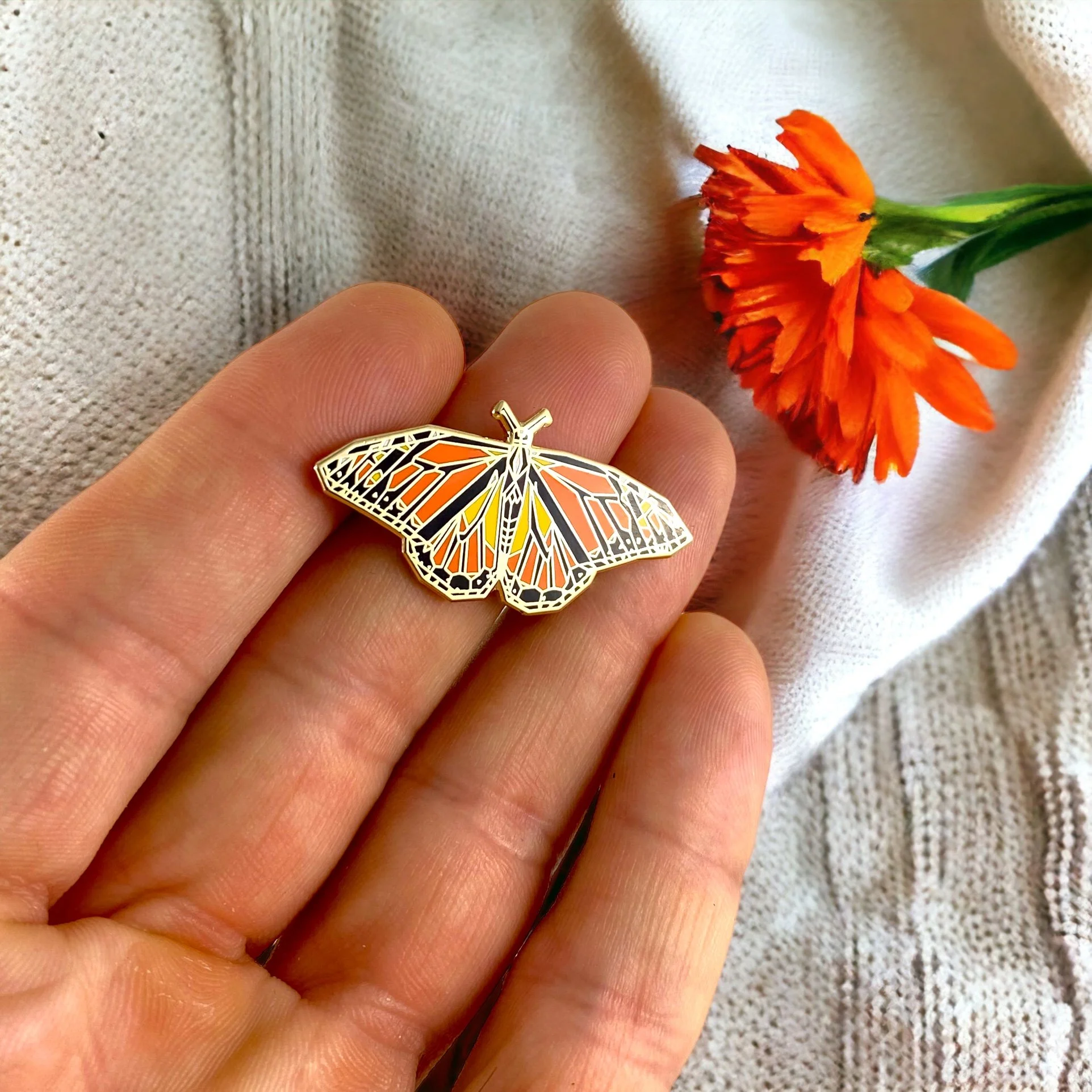 Monarch butterfly enamel pin