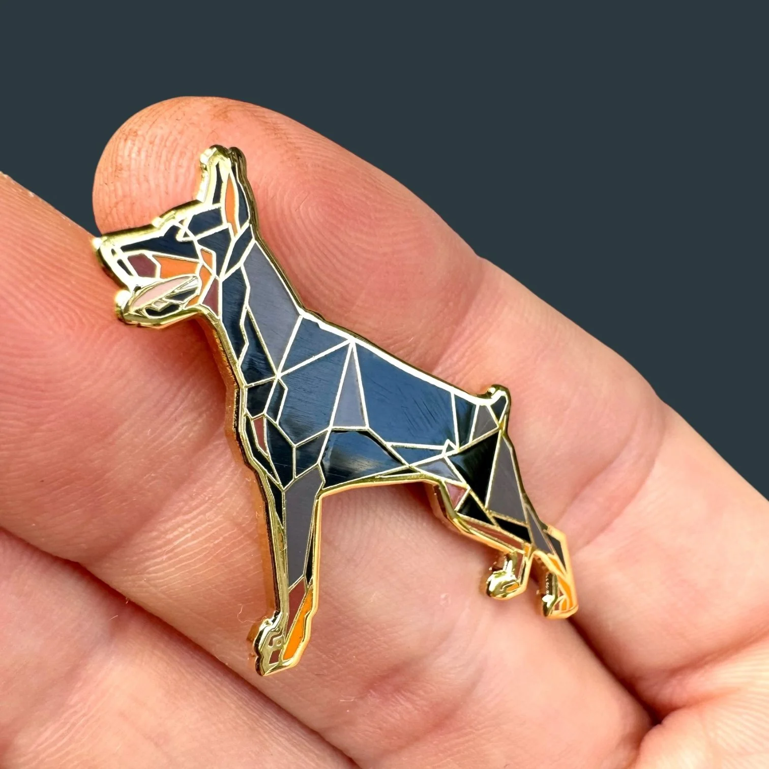 Black Doberman Pinscher Dog Enamel Pin