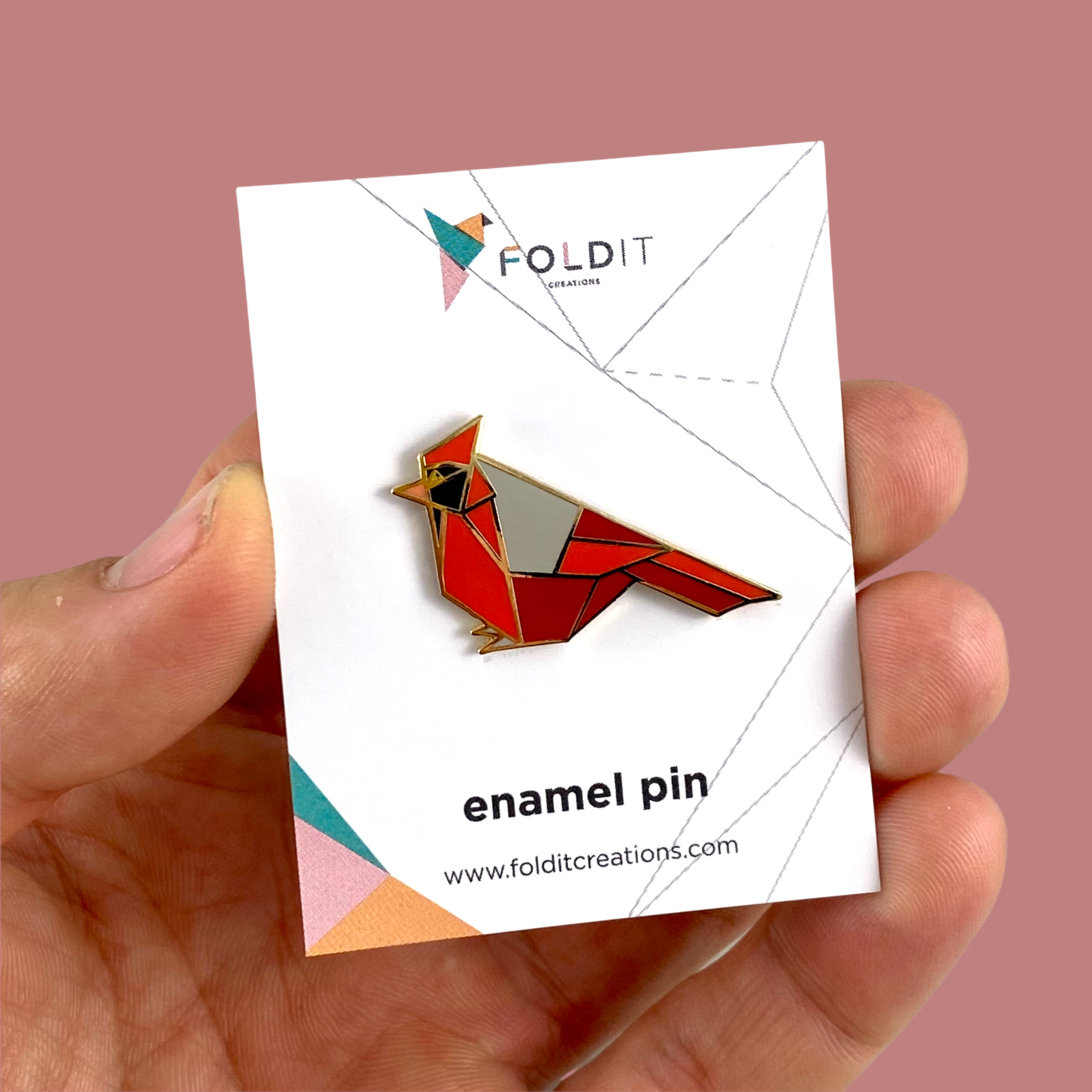 northern cardinal bird enamel pin