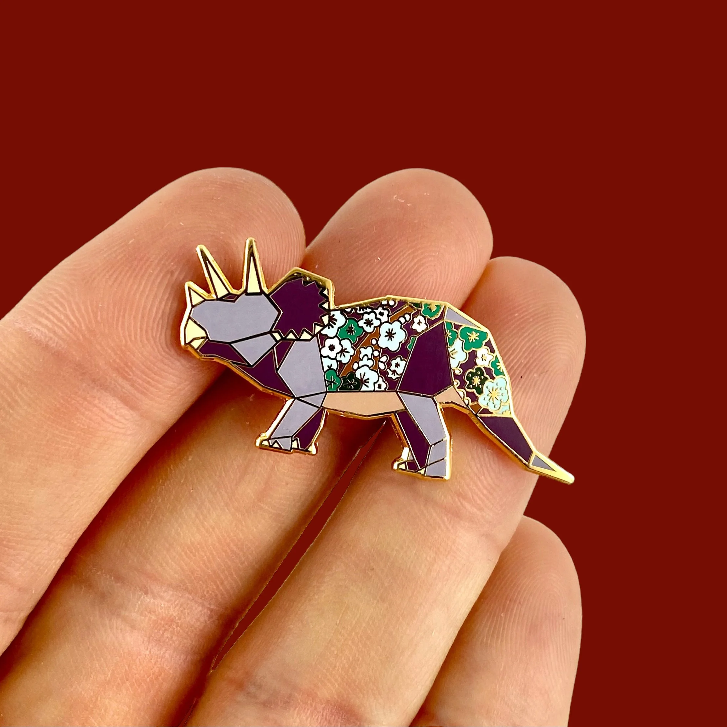 triceratops enamel pin dinosaur gifts