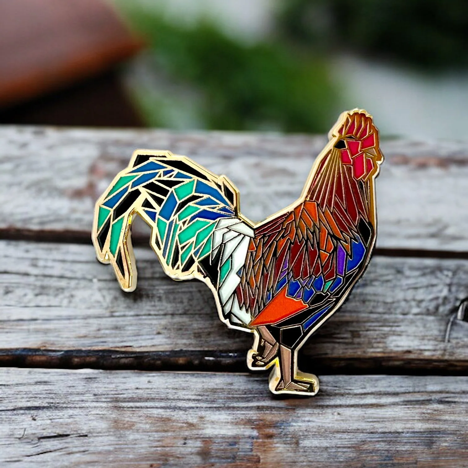 Rooster hard enamel pin chicken lover gift