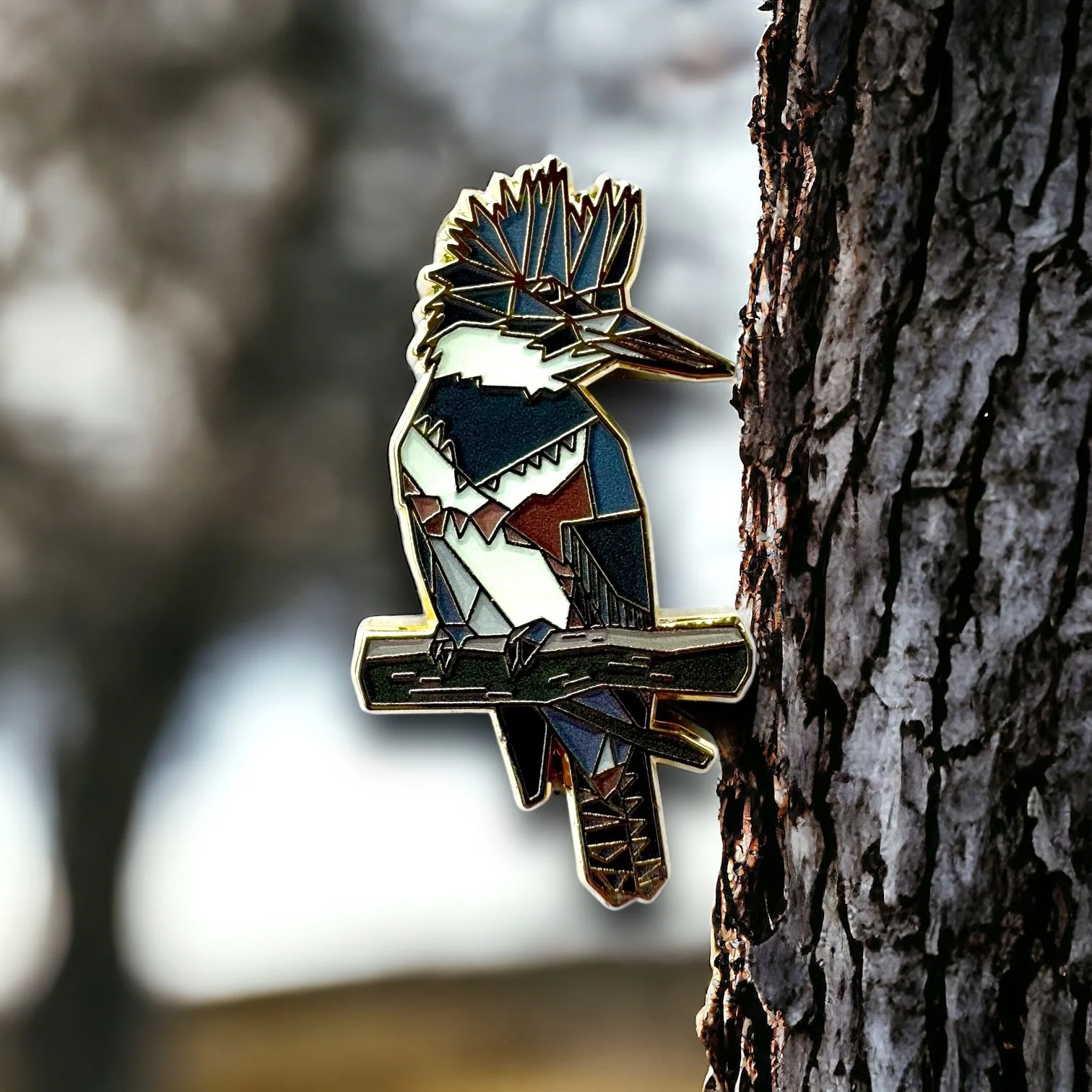 belted kingfisher bird enamel pin birding gift