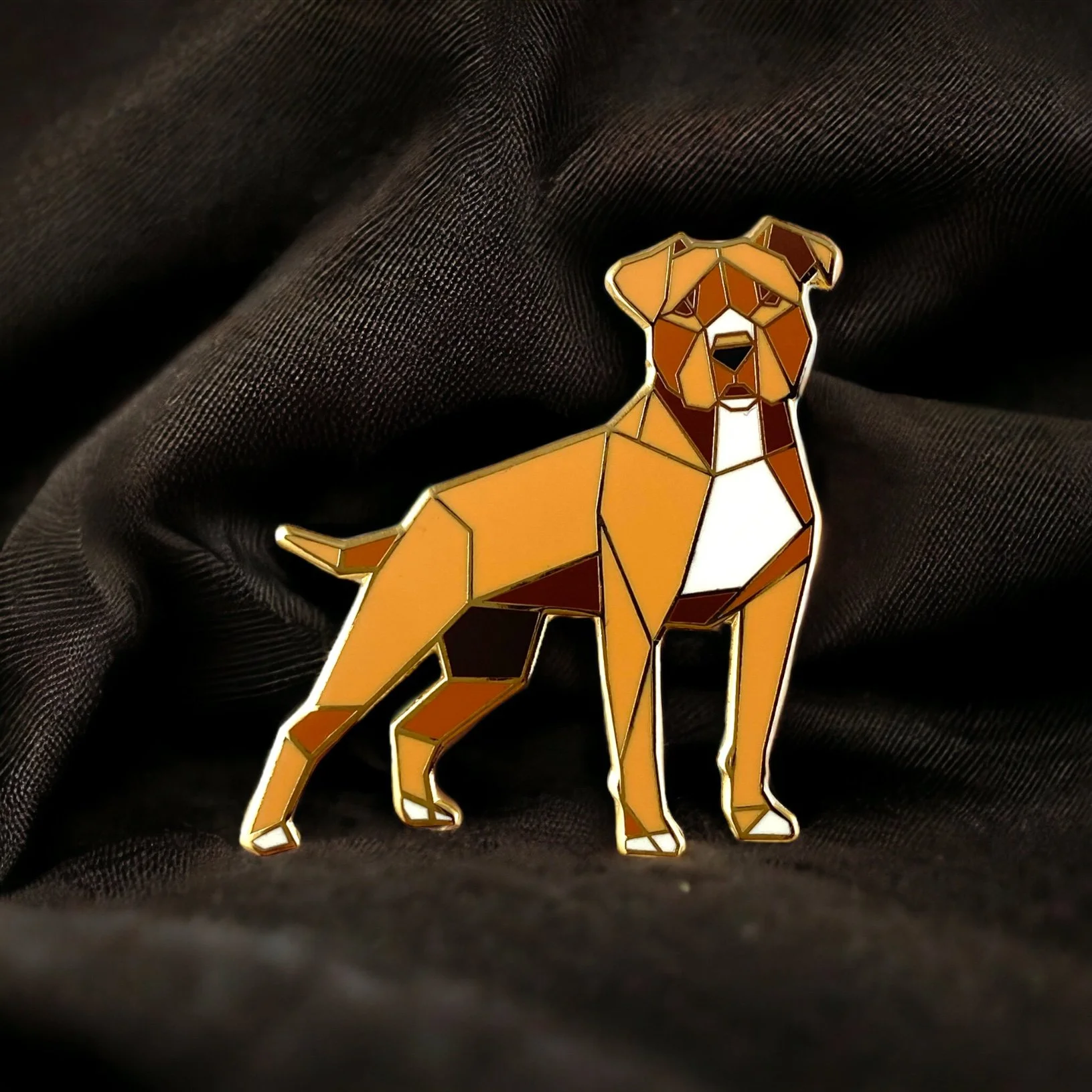 Red Pit Bull Origami Hard Enamel Pin