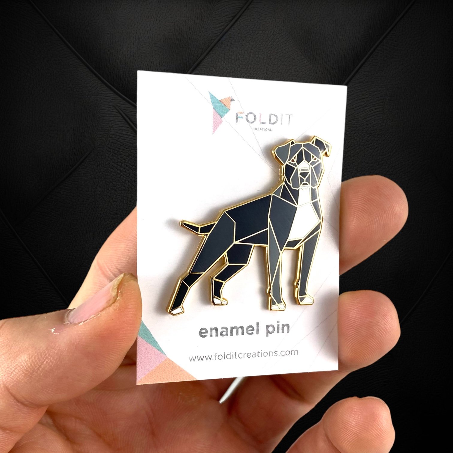 Black American Pit bull Terrier Enamel Pin