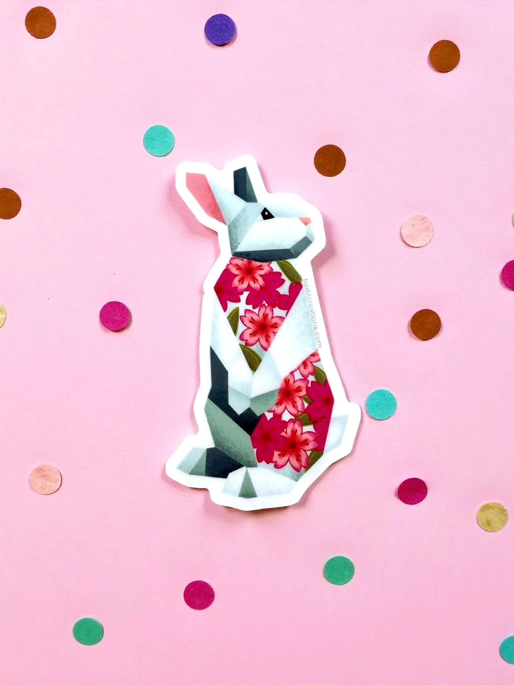 White Rabbit with Sakura Vinyl Sticker