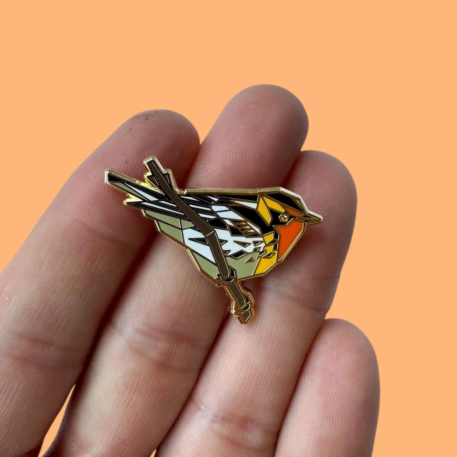 blackburnian warbler enamel pin birding gift