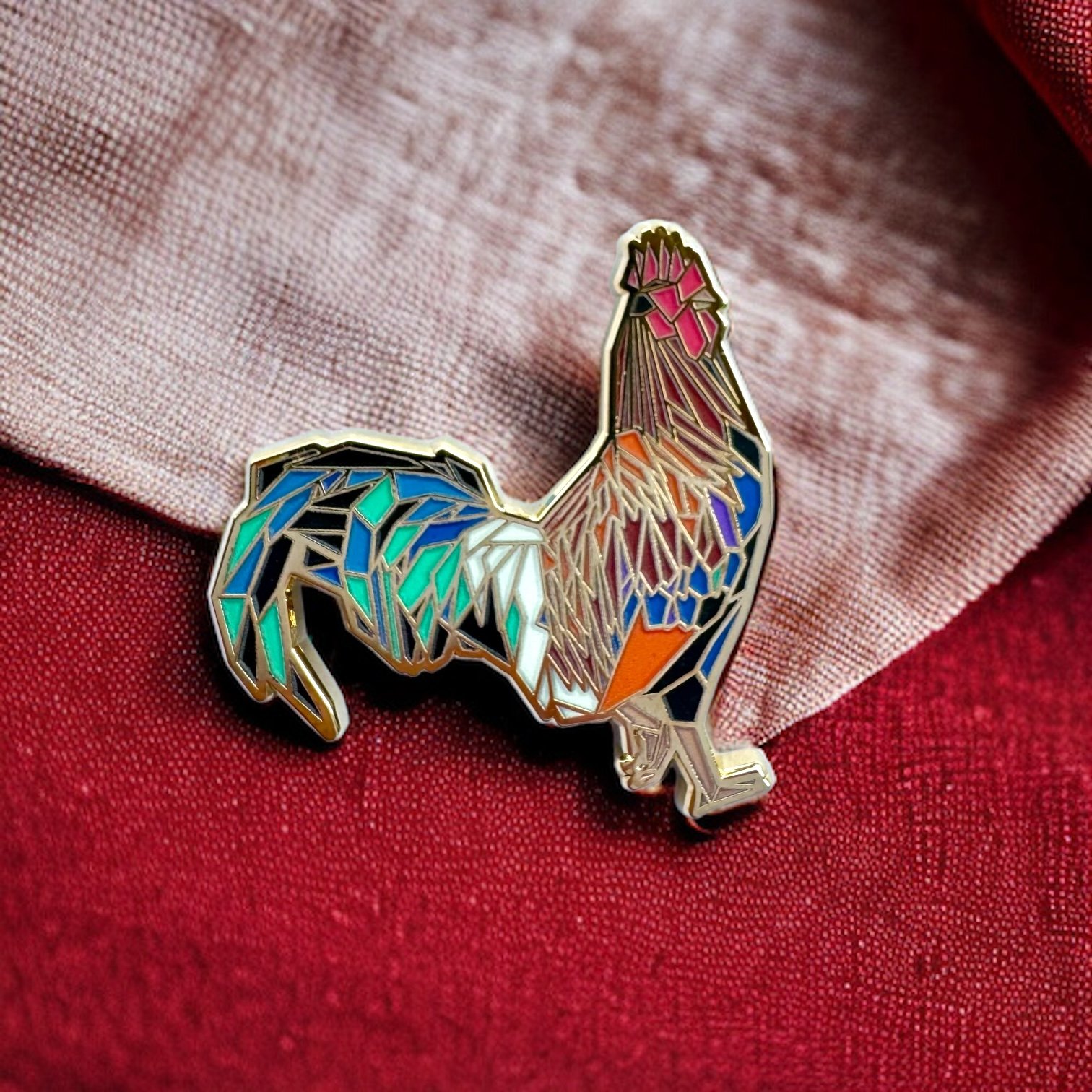 Rooster hard enamel pin chicken lover gift