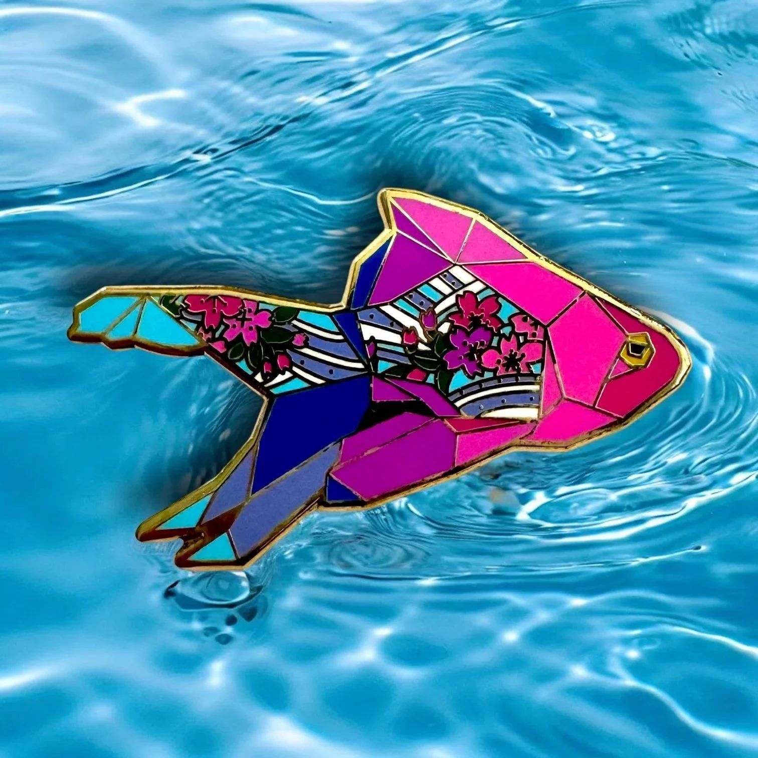 Goldfish hard enamel pin