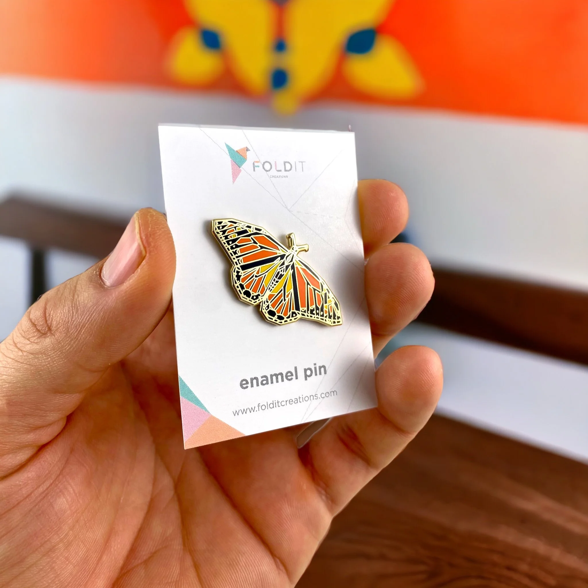 Monarch butterfly enamel pin