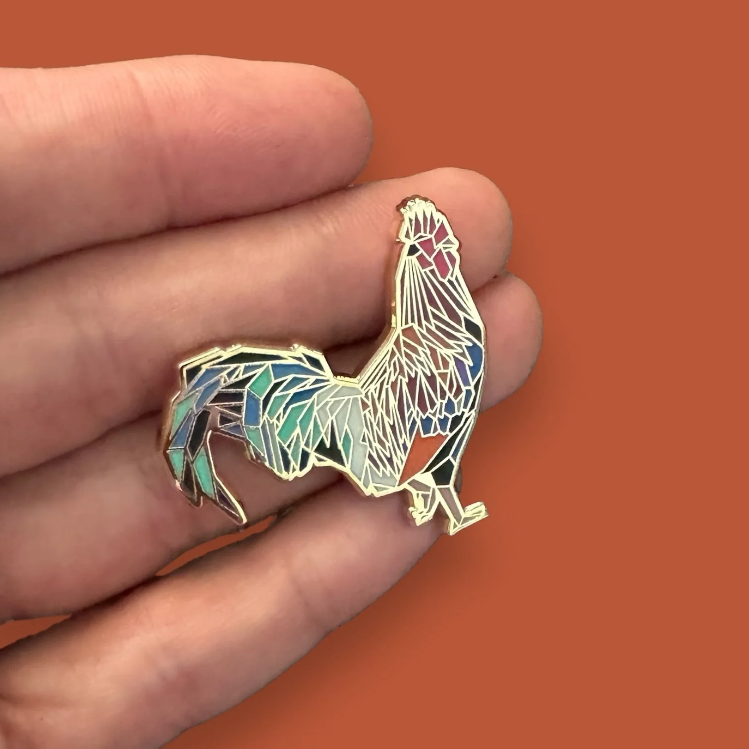 Rooster hard enamel pin chicken lover gift
