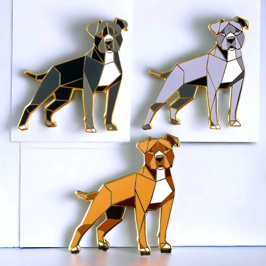 Black American Pit bull Terrier Enamel Pin