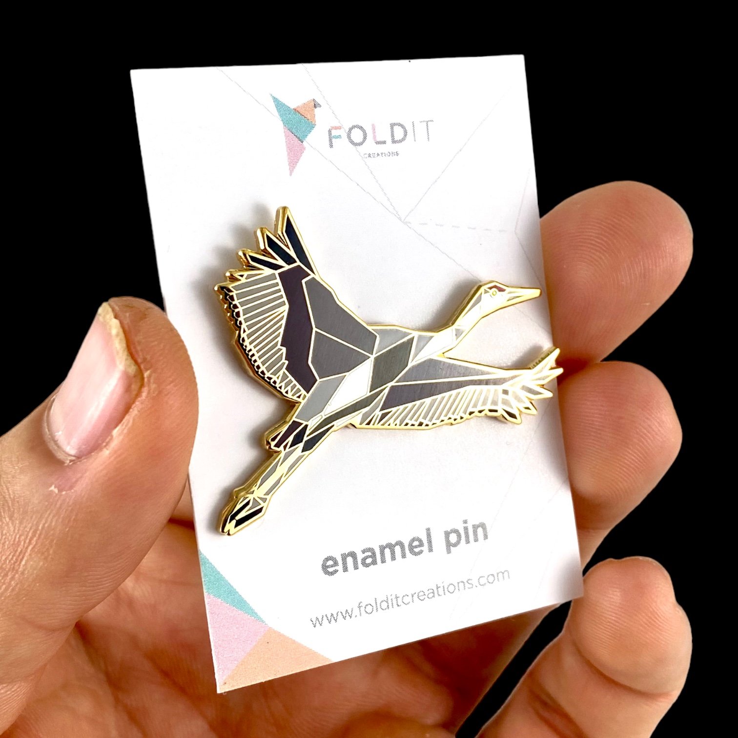 Sandhill crane enamel pin