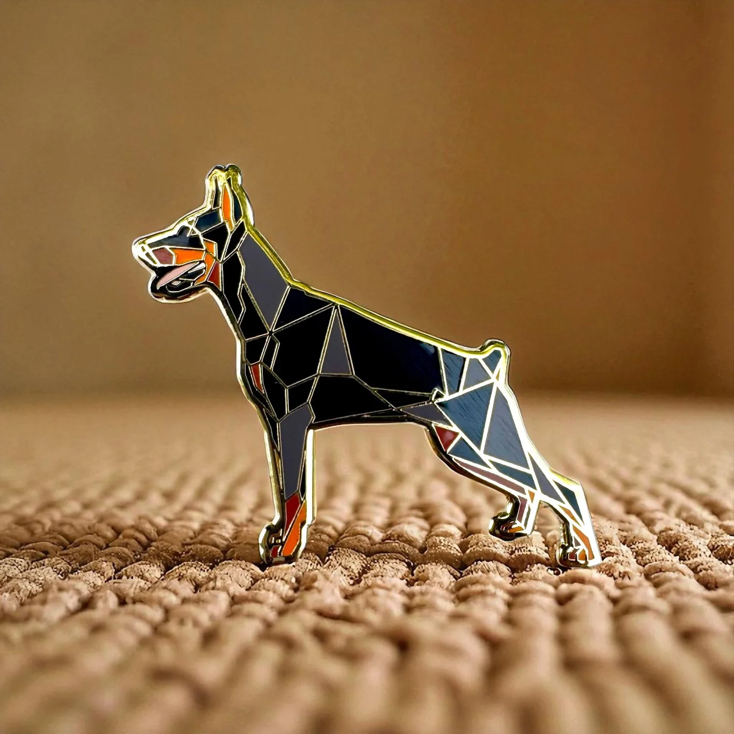 Red & Tan Doberman Pinscher Hard Enamel Pin — FoldIT Creations