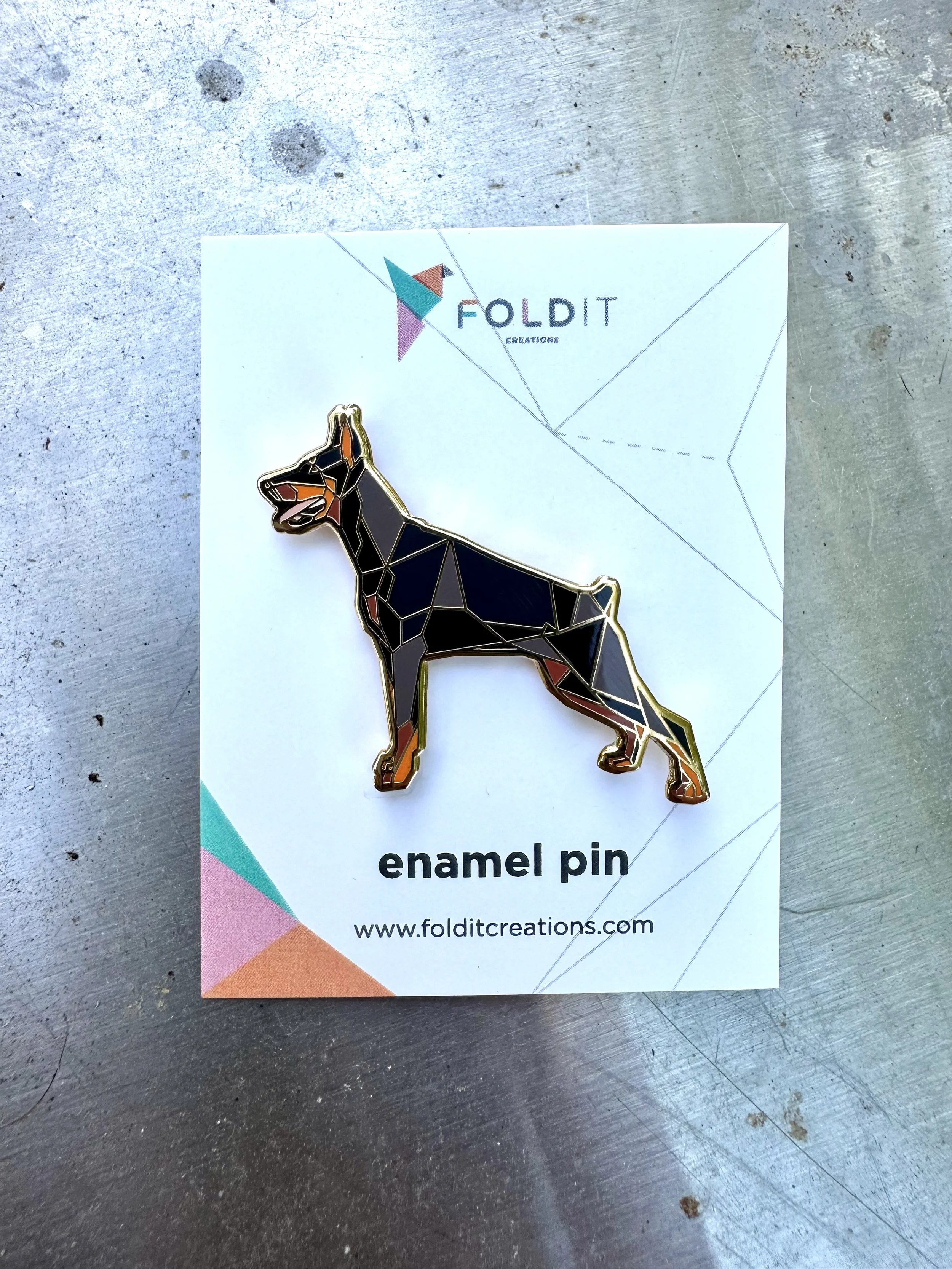 Black Doberman Pinscher Dog Enamel Pin
