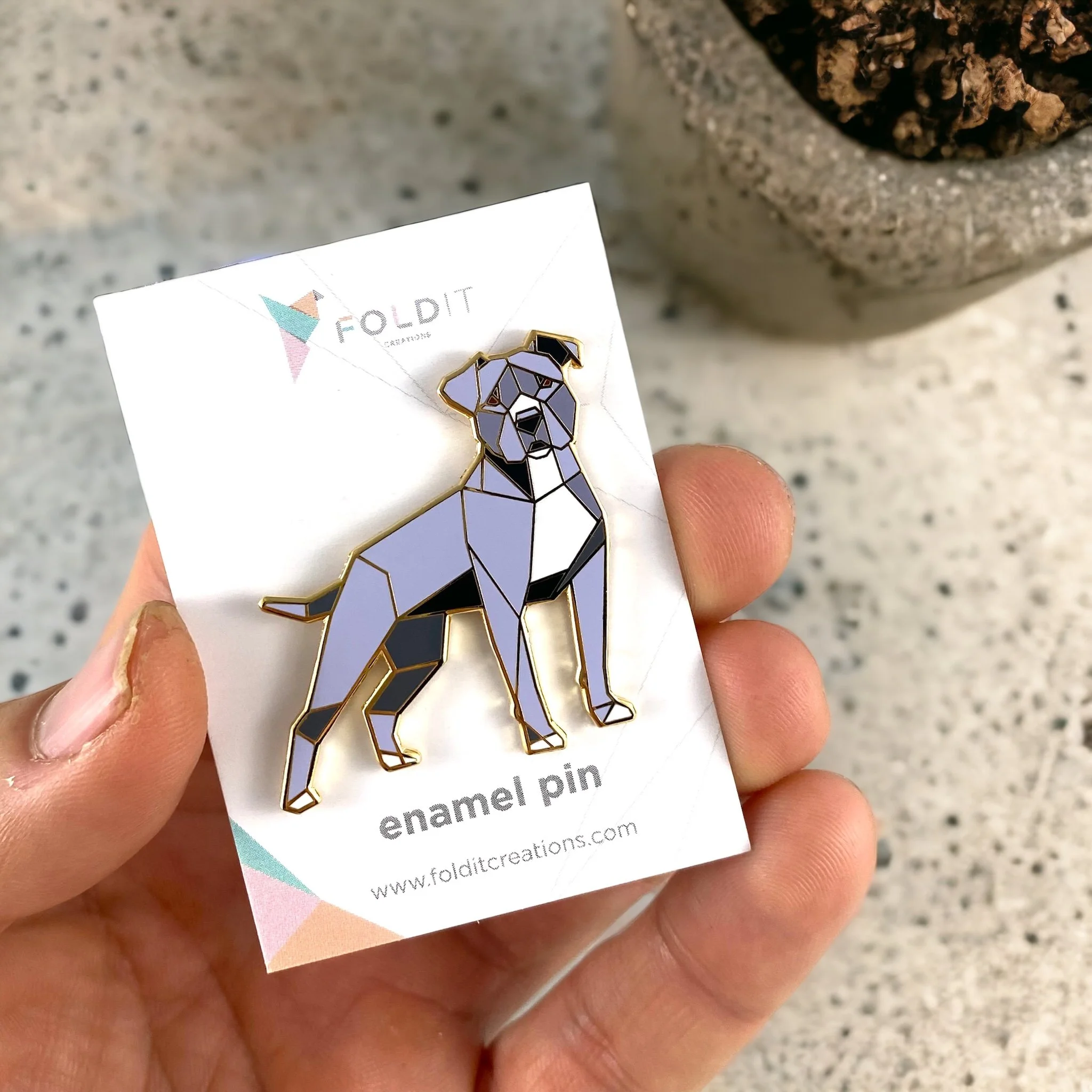 Blue American Pit bull Terrier Enamel Pin