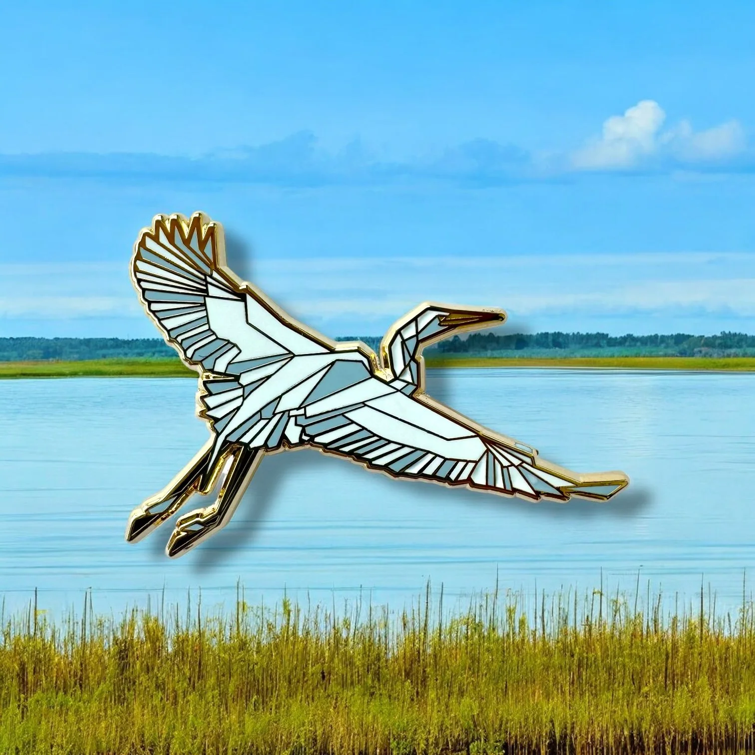 Great egret enamel pin birding gift
