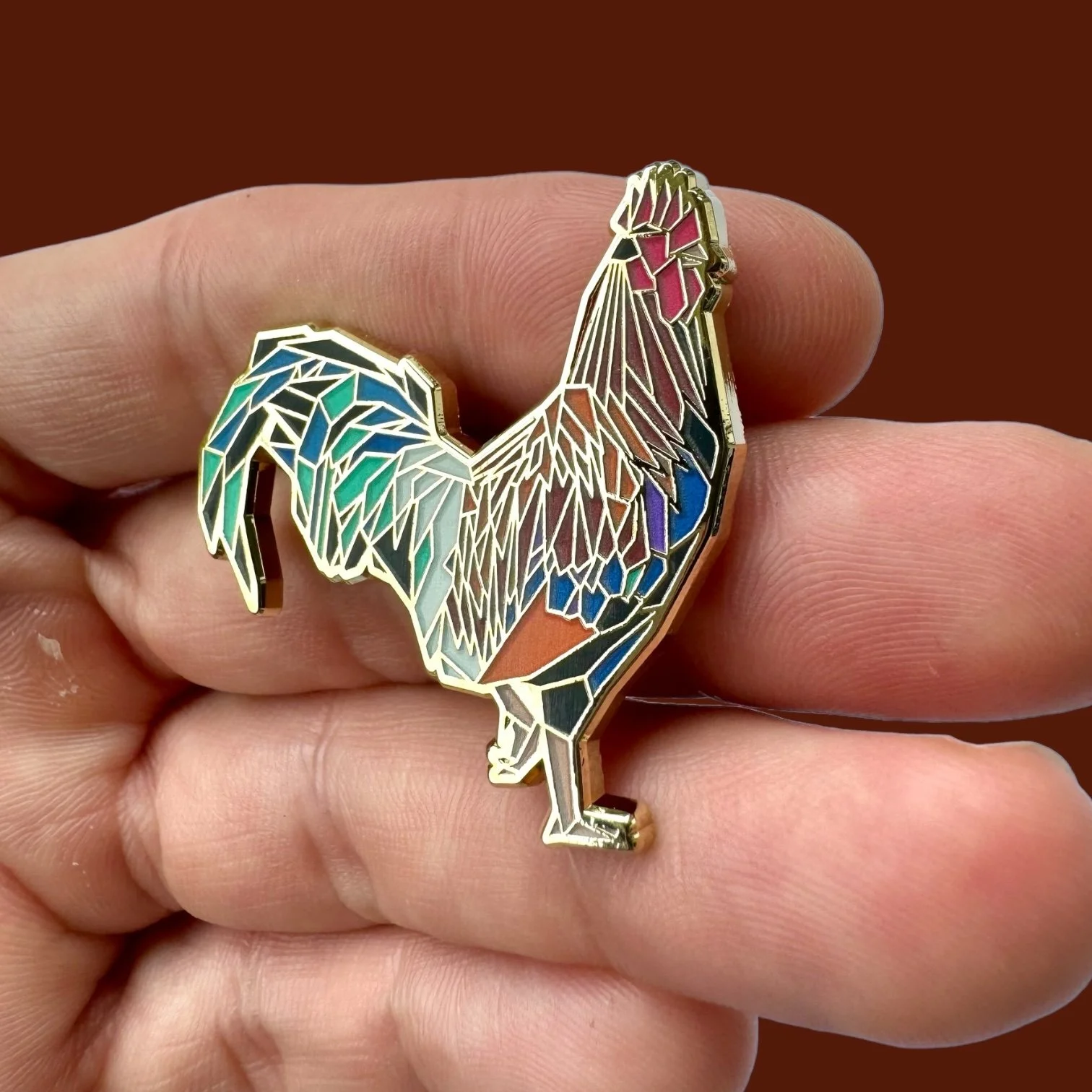 Rooster hard enamel pin chicken lover gift