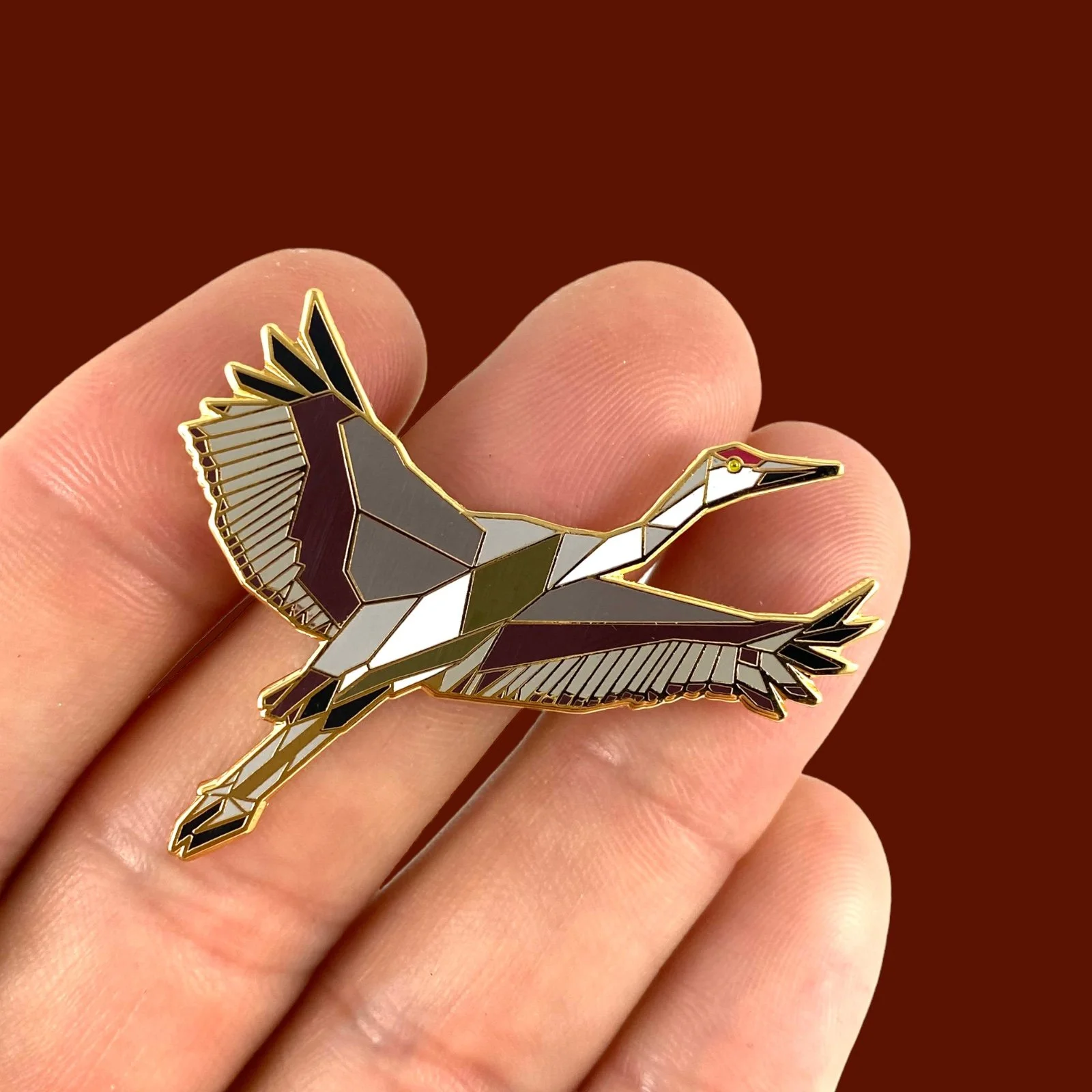 Sandhill crane enamel pin