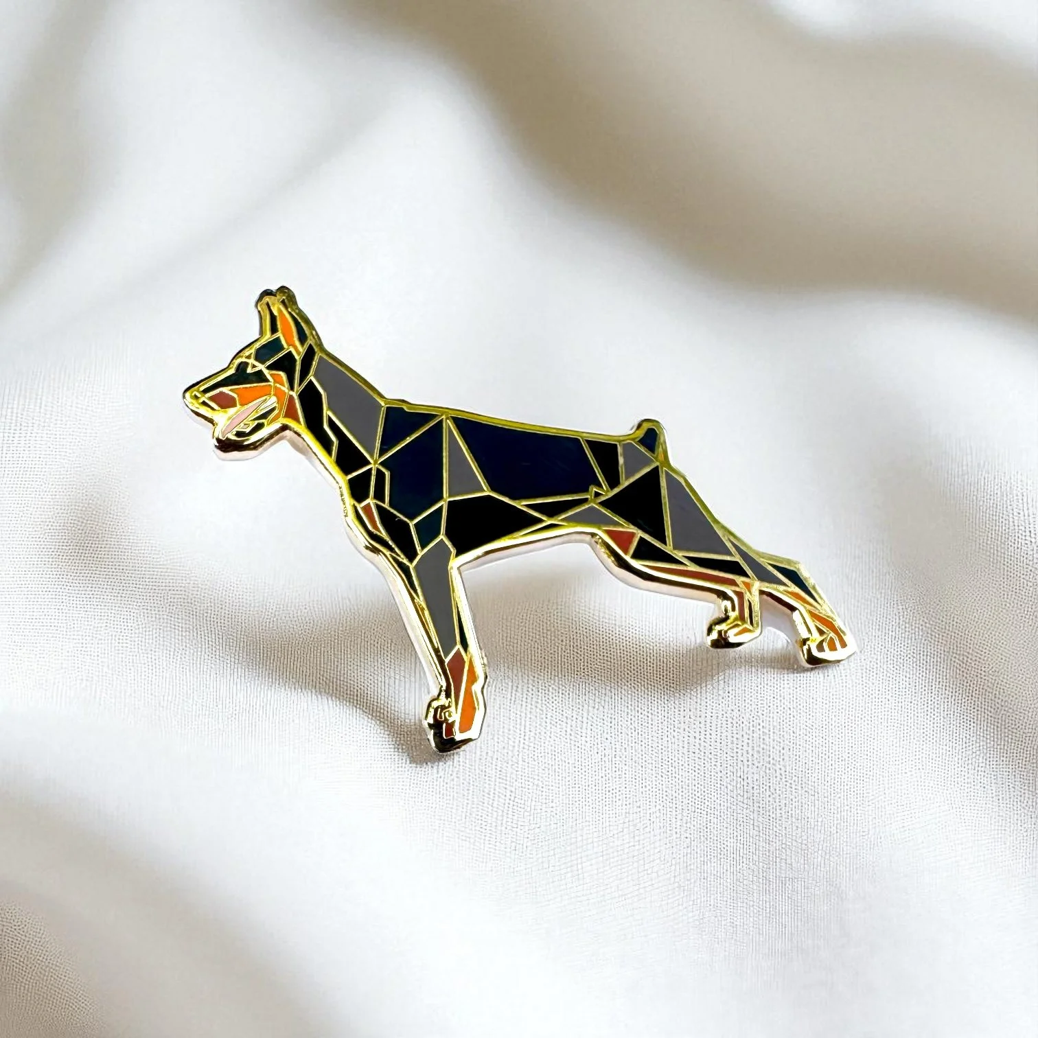 Black Doberman Pinscher Dog Enamel Pin