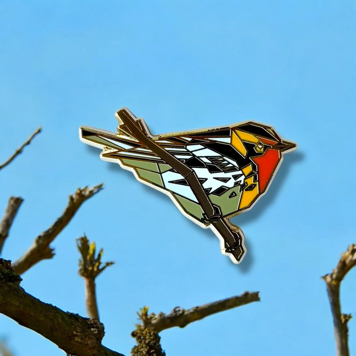 blackburnian warbler enamel pin birding gift